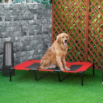 PawHut Tierbett Hundeschlafplatz Erhöhtes Katzenbett, Hundeliege outdoor Hundebett Schlafplatz Hundesofa Haustierbett Rot