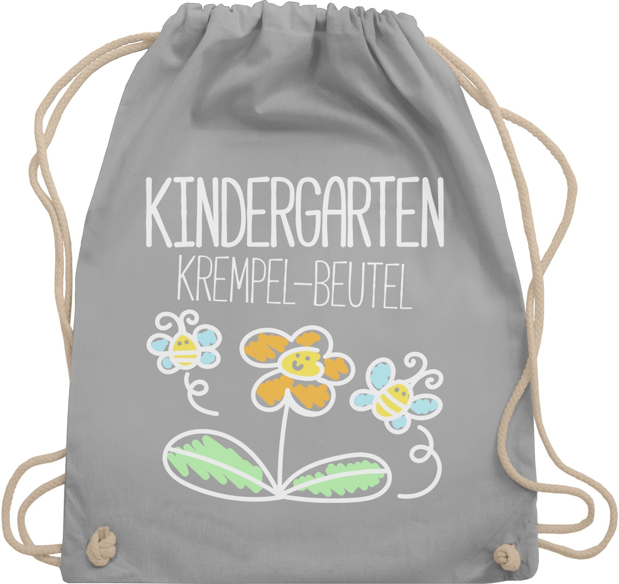 Shirtracer Turnbeutel Kindergarten Turnbeutel 03 Krempel-Beutel, bedruckt Hellgrau