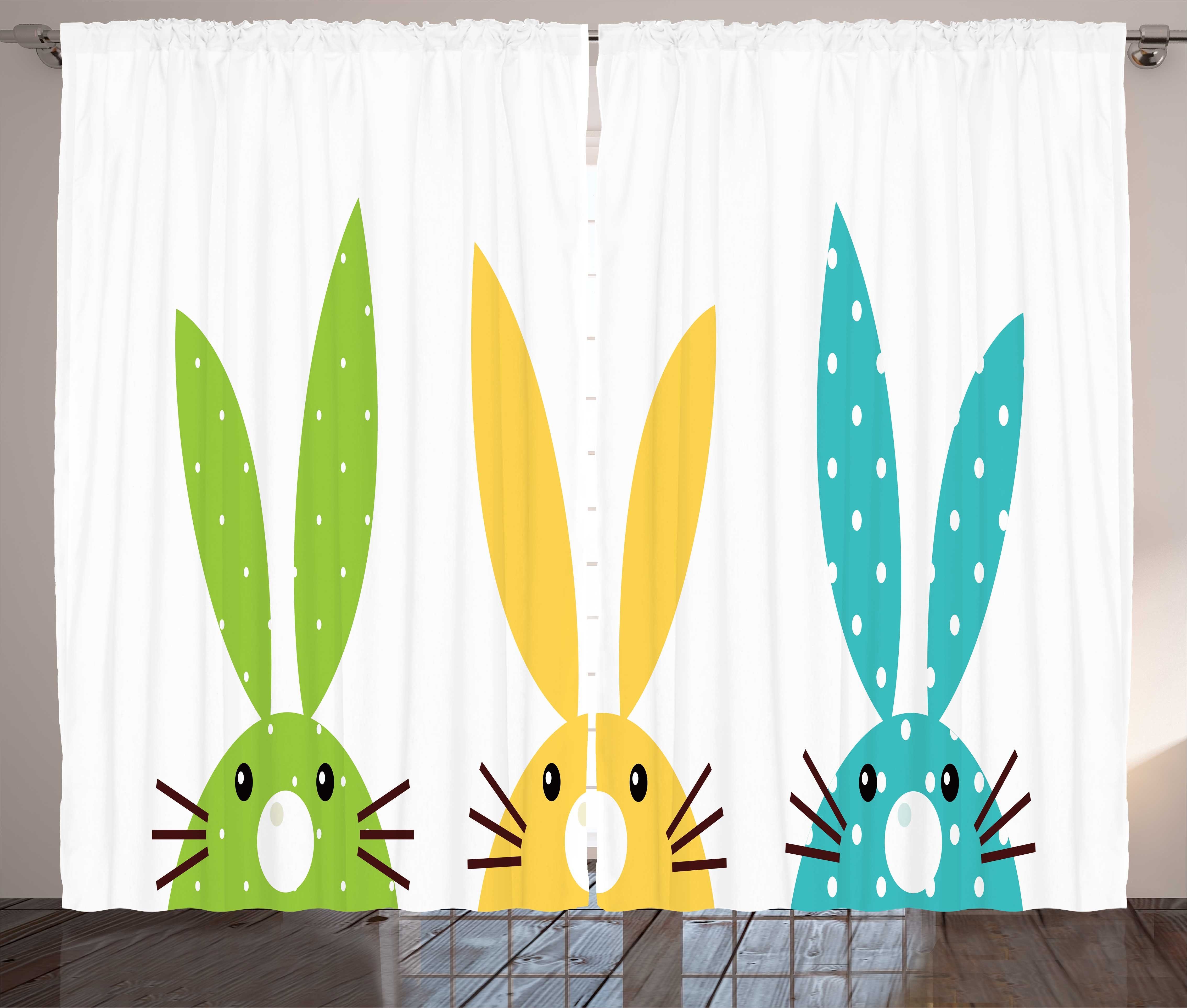 Vorhang Face Hase Bunte Kaninchen und Kräuselband Schlafzimmer Abakuhaus, Half Gardine Haken, mit Schlaufen