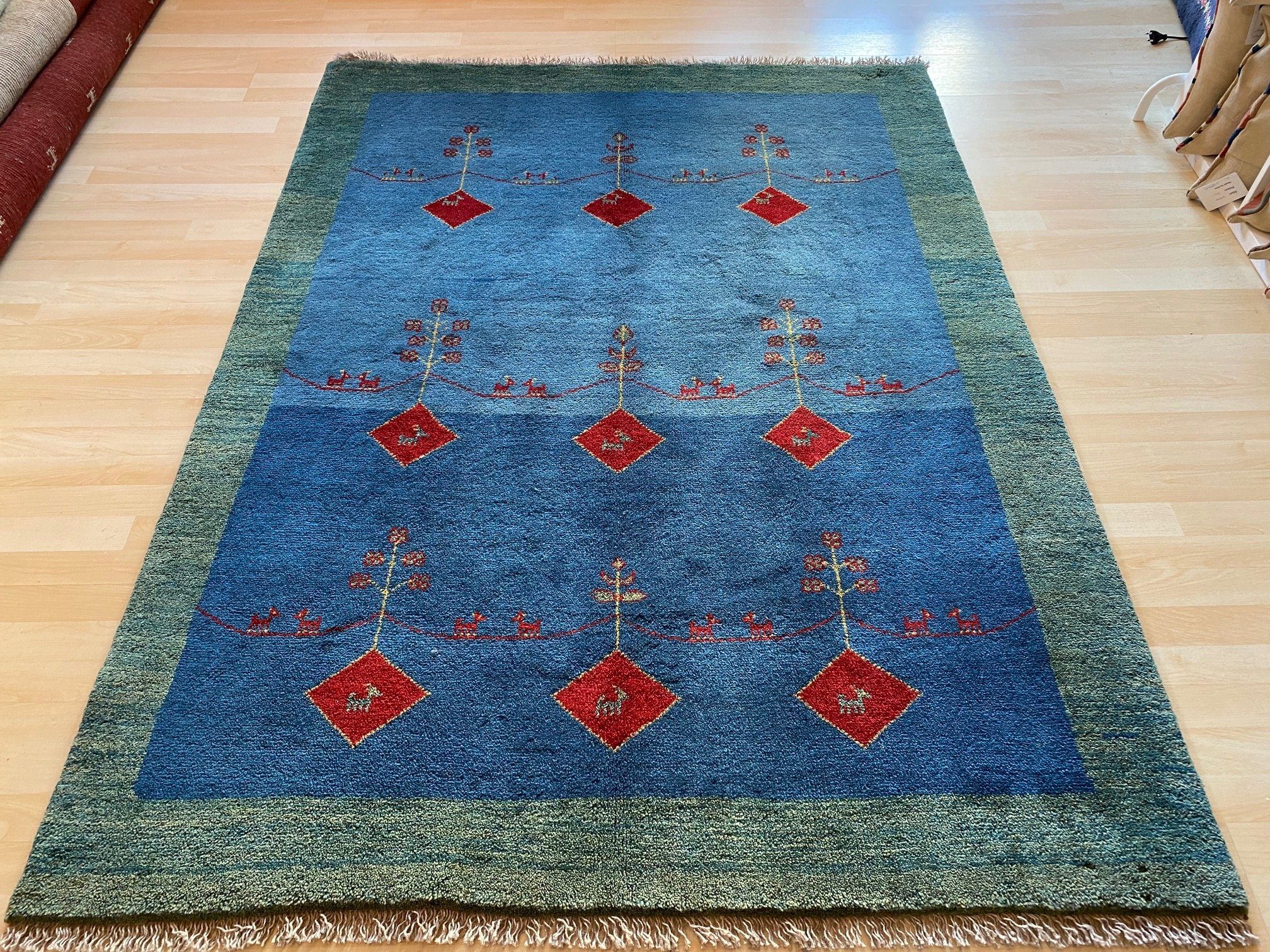 Orientteppich Perser Gabbeh Hozi 195×148 Unikat Wollteppich Handgeknüpft Teppich, Morgenlandbazar, Handknüpft, Einzelstück mit Zertifikat