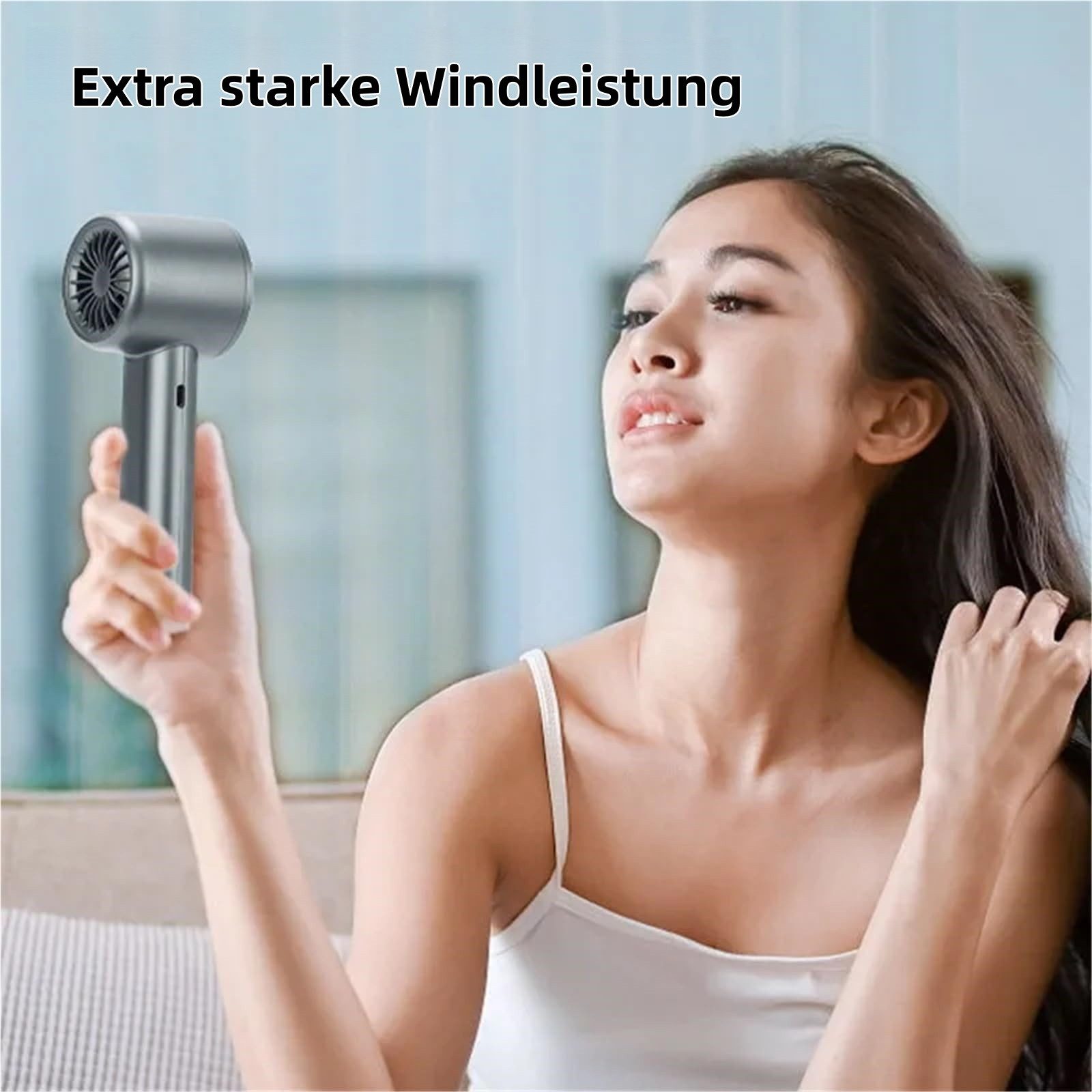 Bomiclss Handventilator Tragbar Turbo Hand Ventilatoren Mini Stark Ventilator Mit LCD Display, für Strand,Büro, Reise,Outdoor, Geschenk