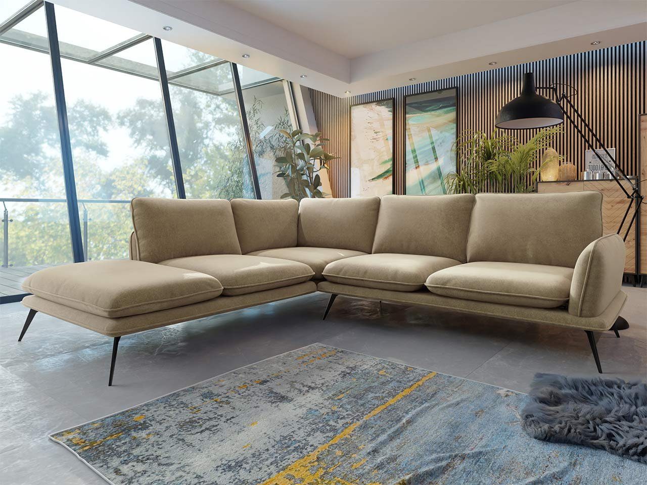 MIRJAN24 Ecksofa Portimao, Polsterecke Sofa, Farbauswahl Couchgarnitur, Loft L-Form Zetta 291