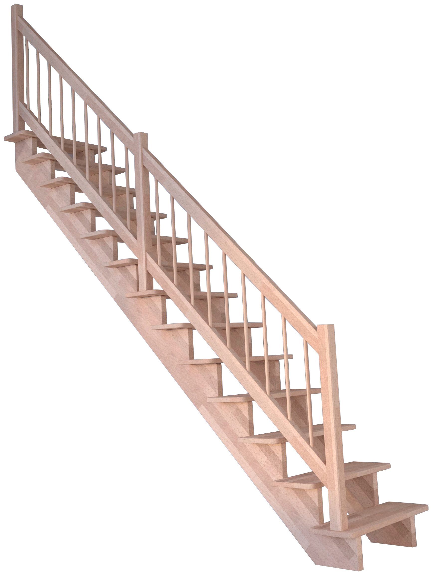 für cm, Geschosshöhen Holz-Holz bis Starwood Lindos, Systemtreppe Design offen, Durchgehende Wangenteile Massivholz Geländer, Stufen 300
