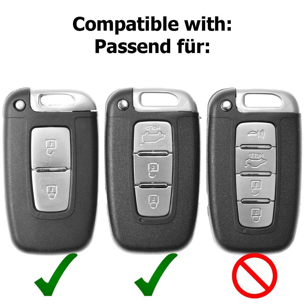mt-key Schlüsseltasche Autoschlüssel Hardcover KEYLESS i20 ix35 i10 Kia für Schutzhülle SMARTKEY Soul Sportage Hyundai Weiß, Ceed