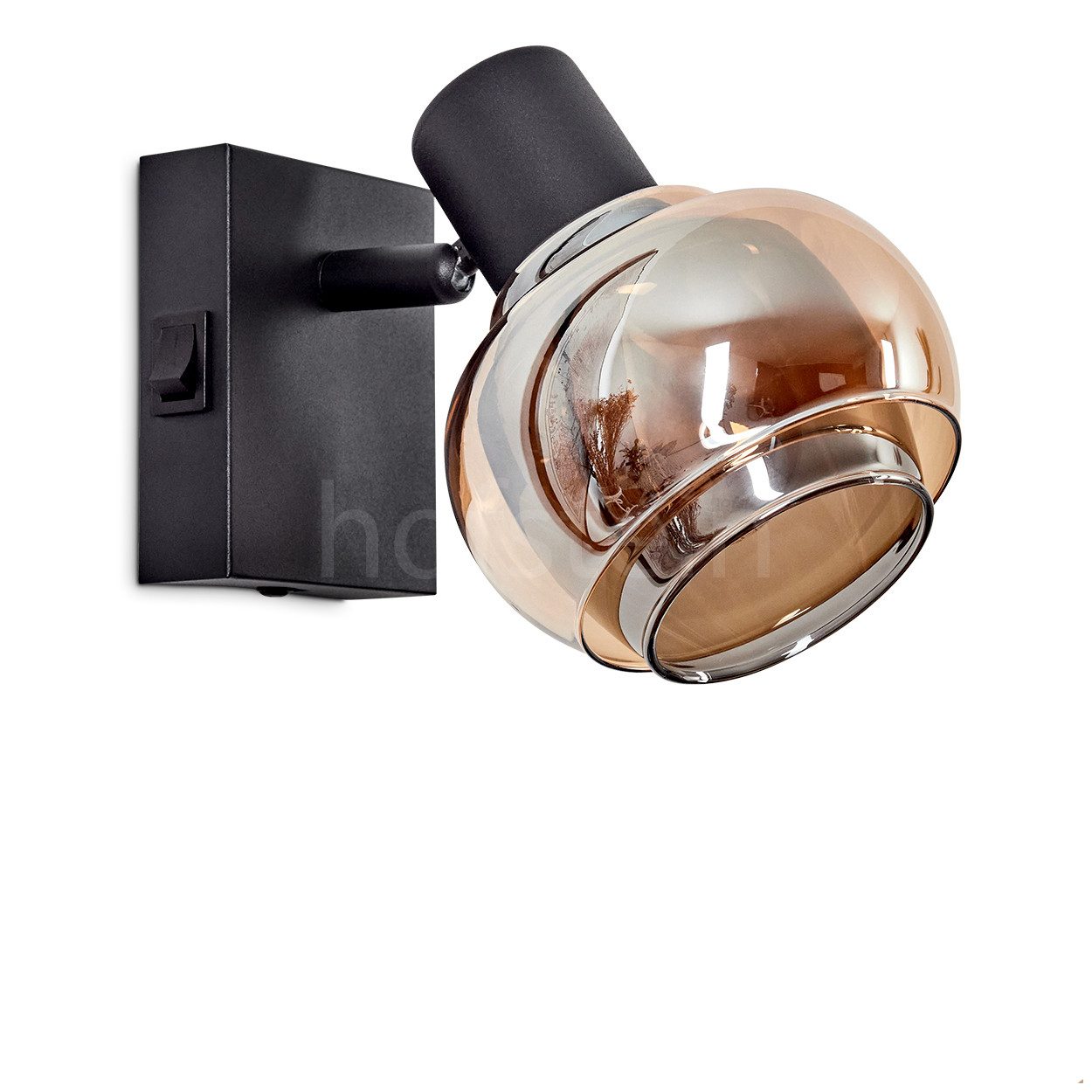 hofstein Wandleuchte moderne Wandlampe aus Metall/Glas in Schwarz/Rauch-/Be günstig online kaufen