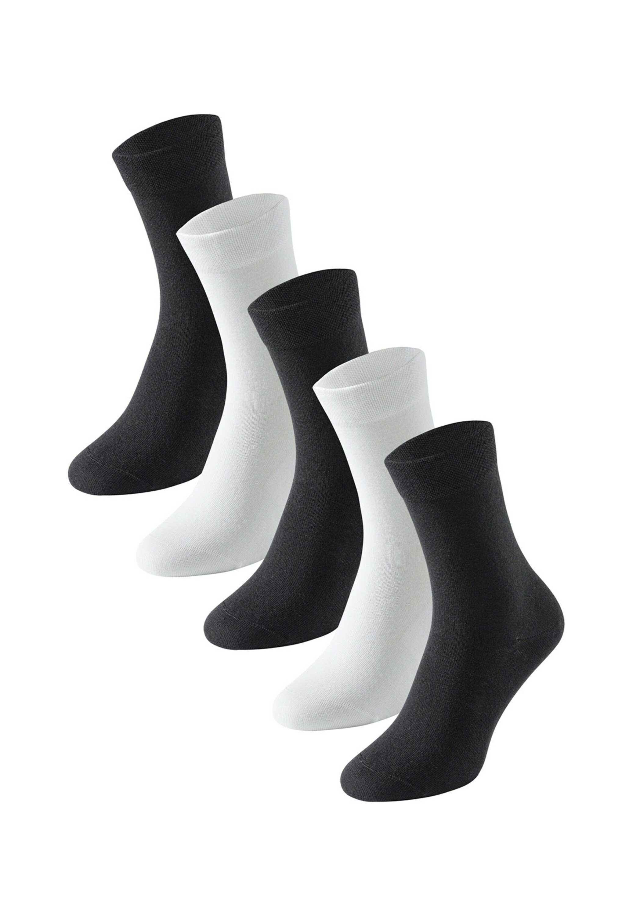 (5-Paar) Schwarz/weiß Schiesser Socken