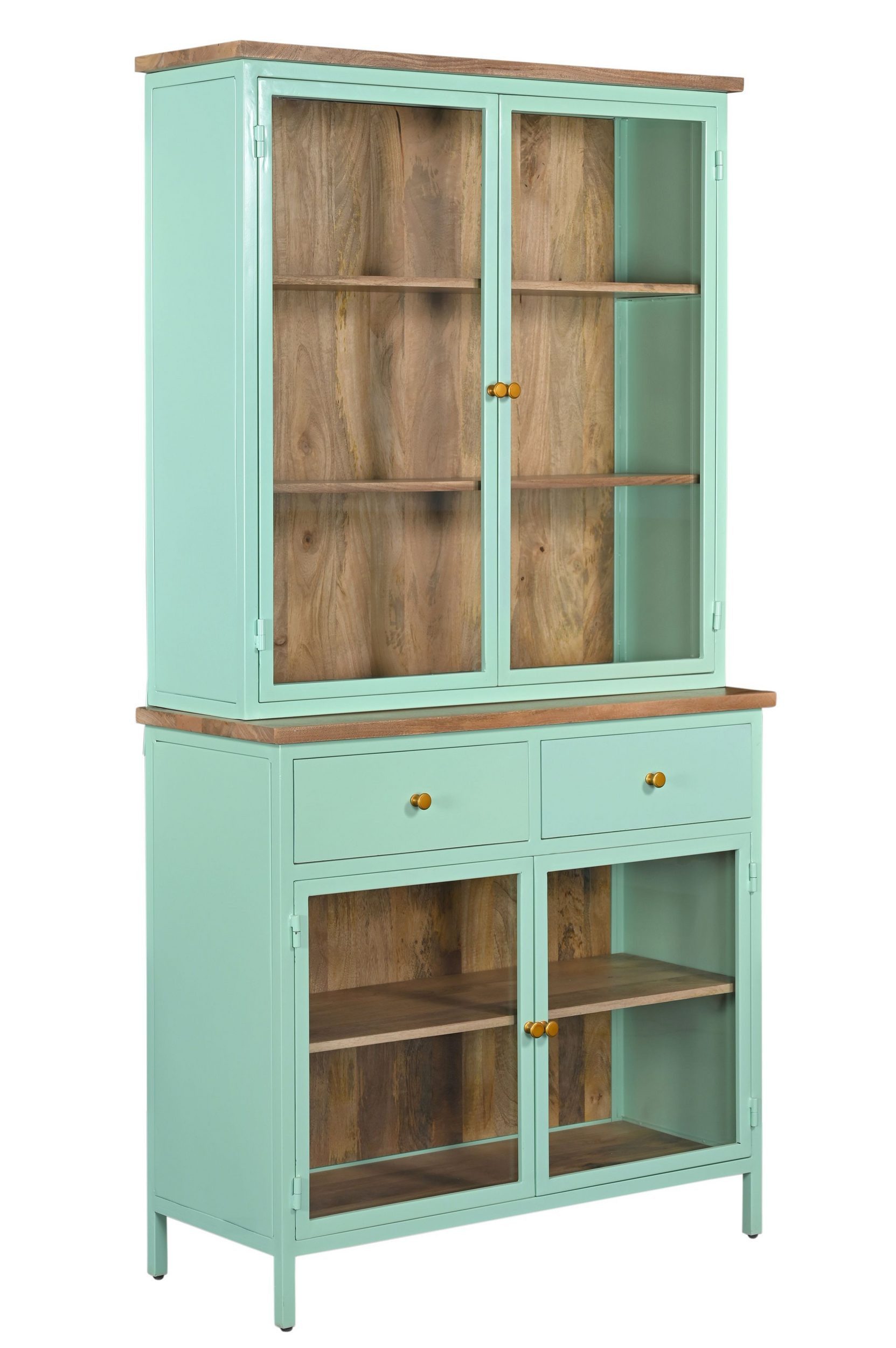 Vintagehaus Küchenbuffet Landhaus Vitrine Küchenbuffet Provence Vintage Metallkorpus Holz 200cm