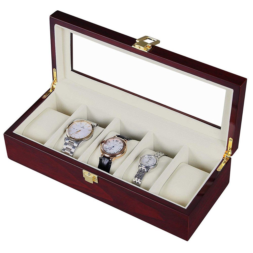 Rosnek Uhrenbox 2/3/5/6/10/12 Slots,Holz Uhrenkasten Schmuckkästchen günstig online kaufen