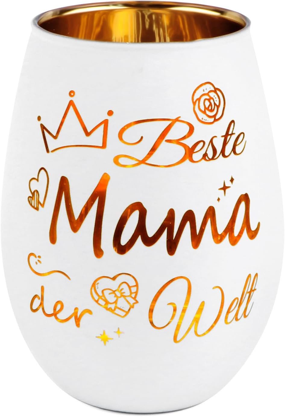 Vivitar Teelichthalter Gravierter aus Glas für Mam amit goldfarbenem Innenraum (Geschenk für Mama zum Geburtstag, Muttertag, Weihnachten, Jahrestag, 1 St., Kerzenhalter für das Wohnzimmer, das Schlafzimmer oder den Esstisch), stilvolle Dekoration, kleine Vase, Stifthalter und Pinselhalter