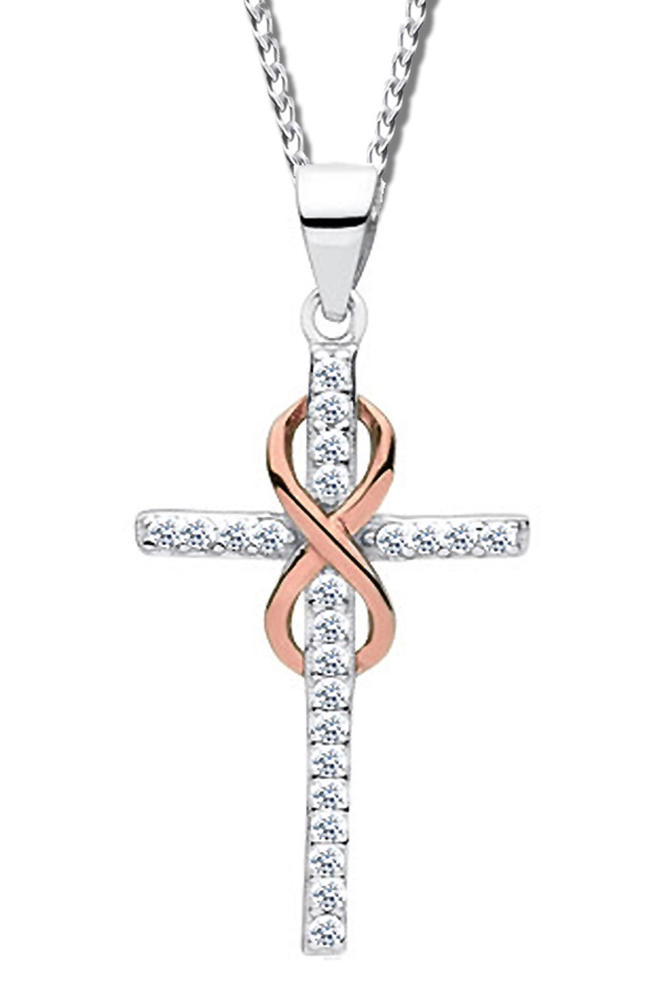 Limana Kreuzkette echt 925 Sterling Silber Kette mit Kreuz Anhänger Frauenk günstig online kaufen
