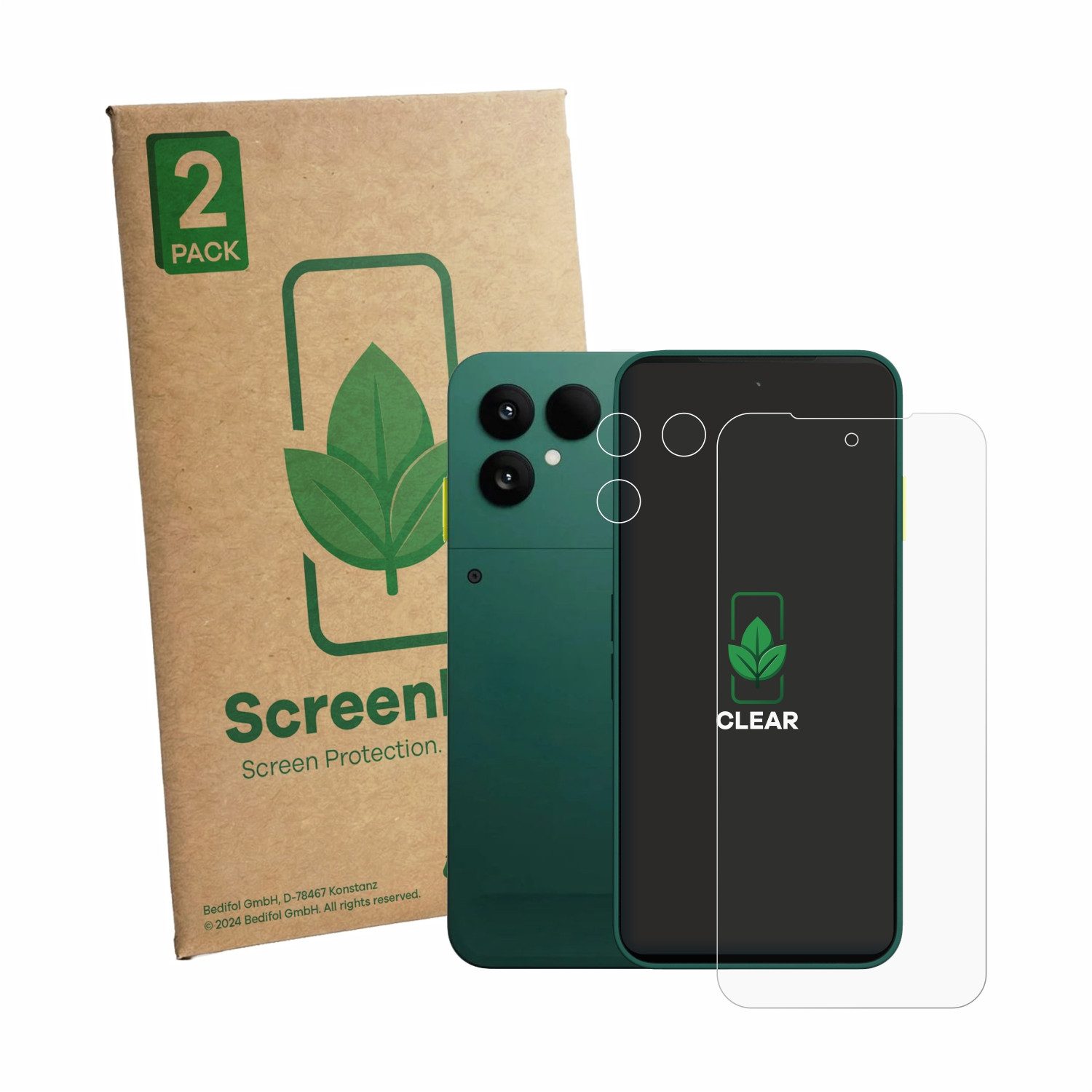ScreenLeaf Displayschutzfolie Schutzfolie für Fairphone 6 (Display+Kamera), 2 Stück, Displayschutz Schutz Folie Klar Transparent