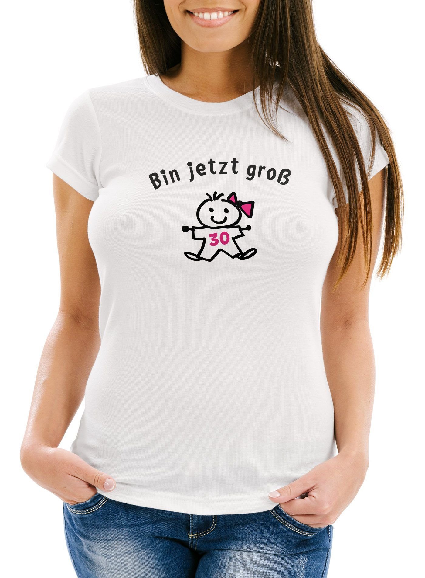 T- 30. Print-Shirt MoonWorks Shirt mit Frauen Spruch groß MoonWorks® für jetzt Geburtstag Damen Print Geschenk Geburtstag Ich Bin