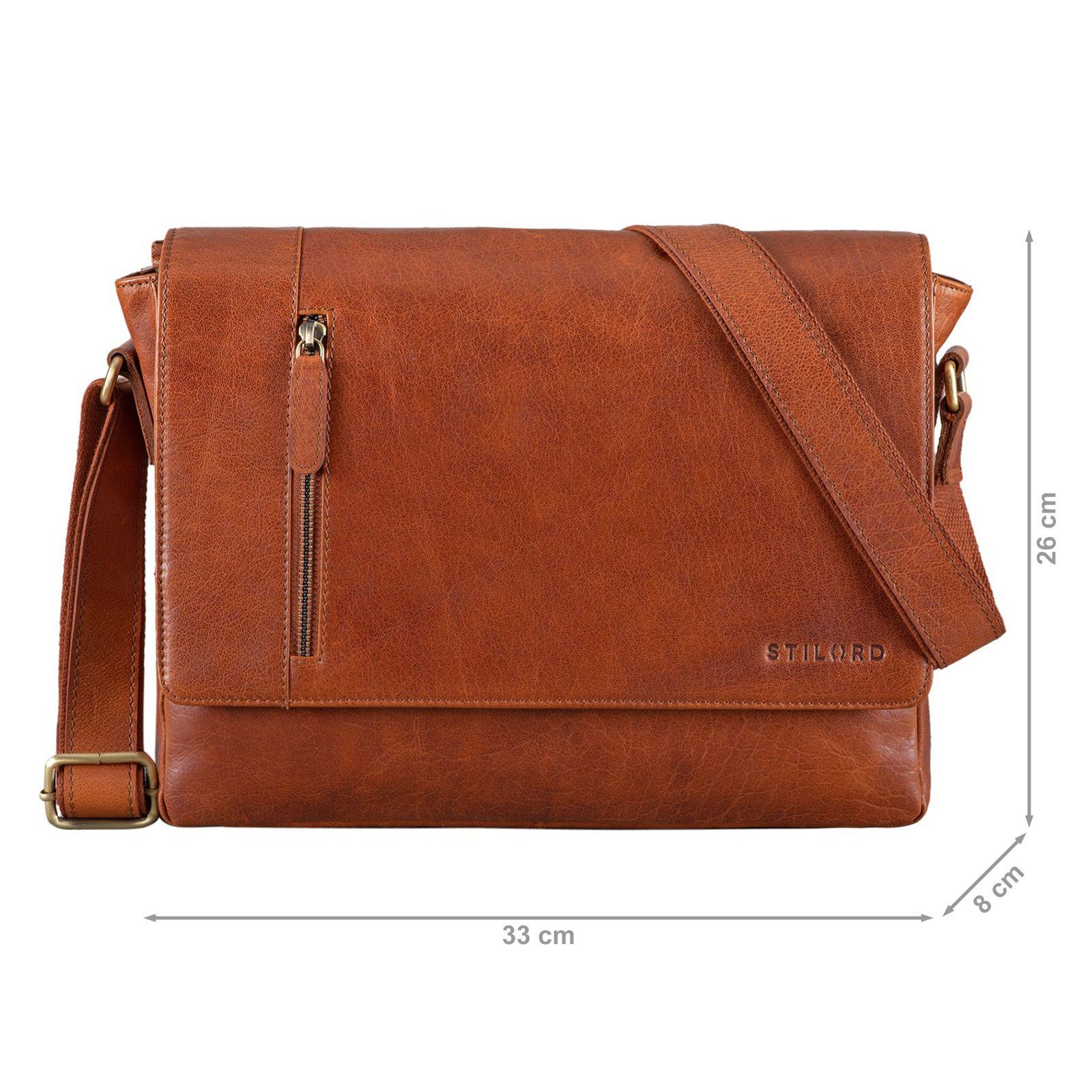 STILORD Schultertasche "Davis" Messenger Bag Leder 13 Zoll Umhängetasche Echtleder