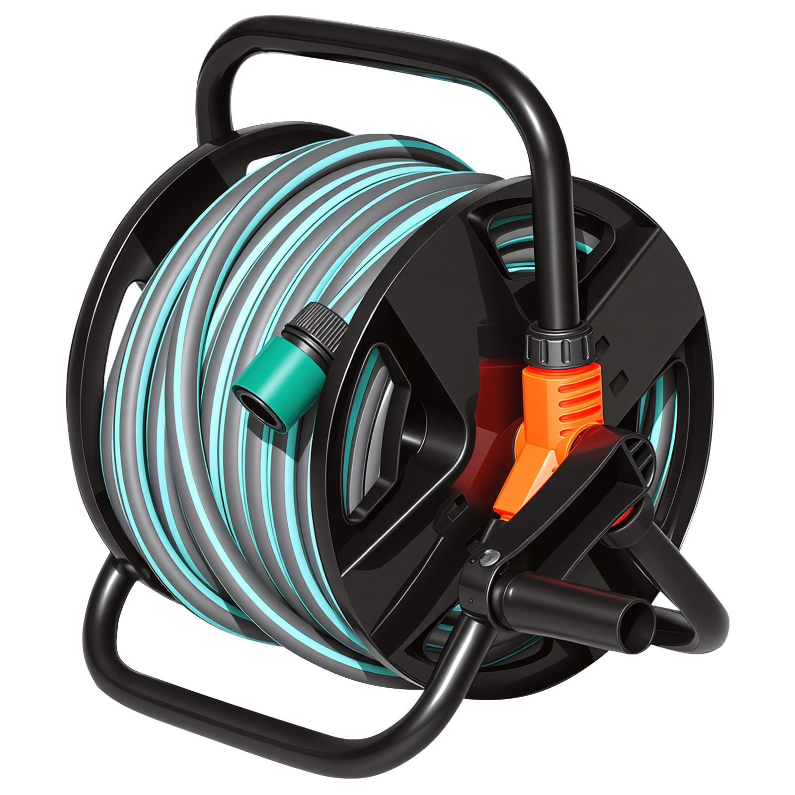 BlingBin Schlauchtrommel Wasserschlauchtrommel Schlauchhalter für 40m 1/2" Gartenschlauch, (1 Stück, 1-tlg., Ohne Schlauch), mit Schlauchanschluss, Kunststoff, Platzsparend & Einfach Abnehmbar