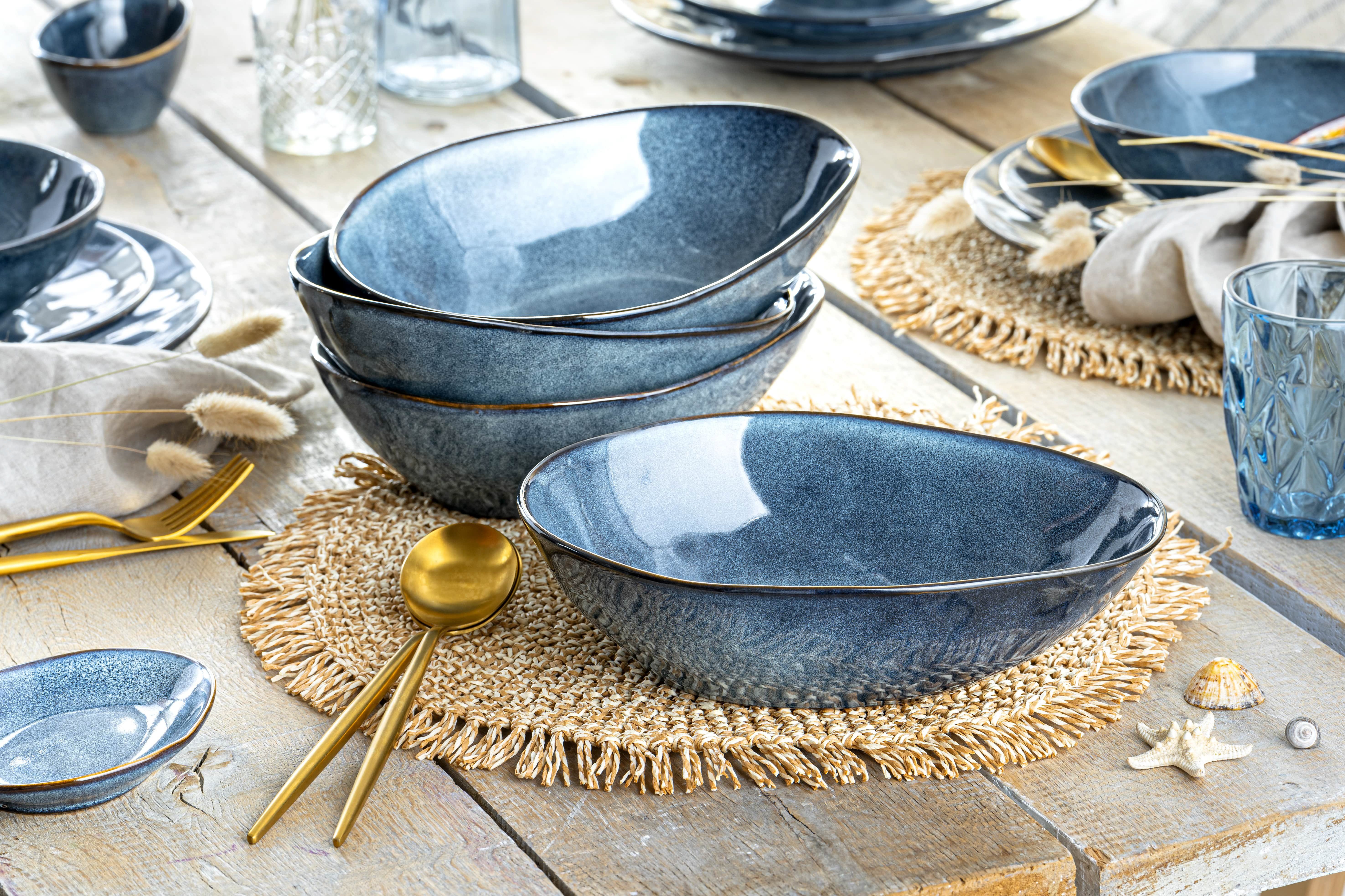 SÄNGER Pastateller Darwin Pastaschalen Set, (4 St), Handmade, 1000 ml, Blau, Premium Collection