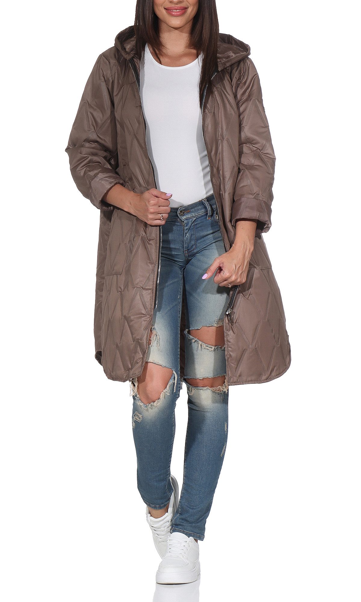 simaranda Langjacke Steppjacke lang stylischer Trenchcoat günstig online kaufen