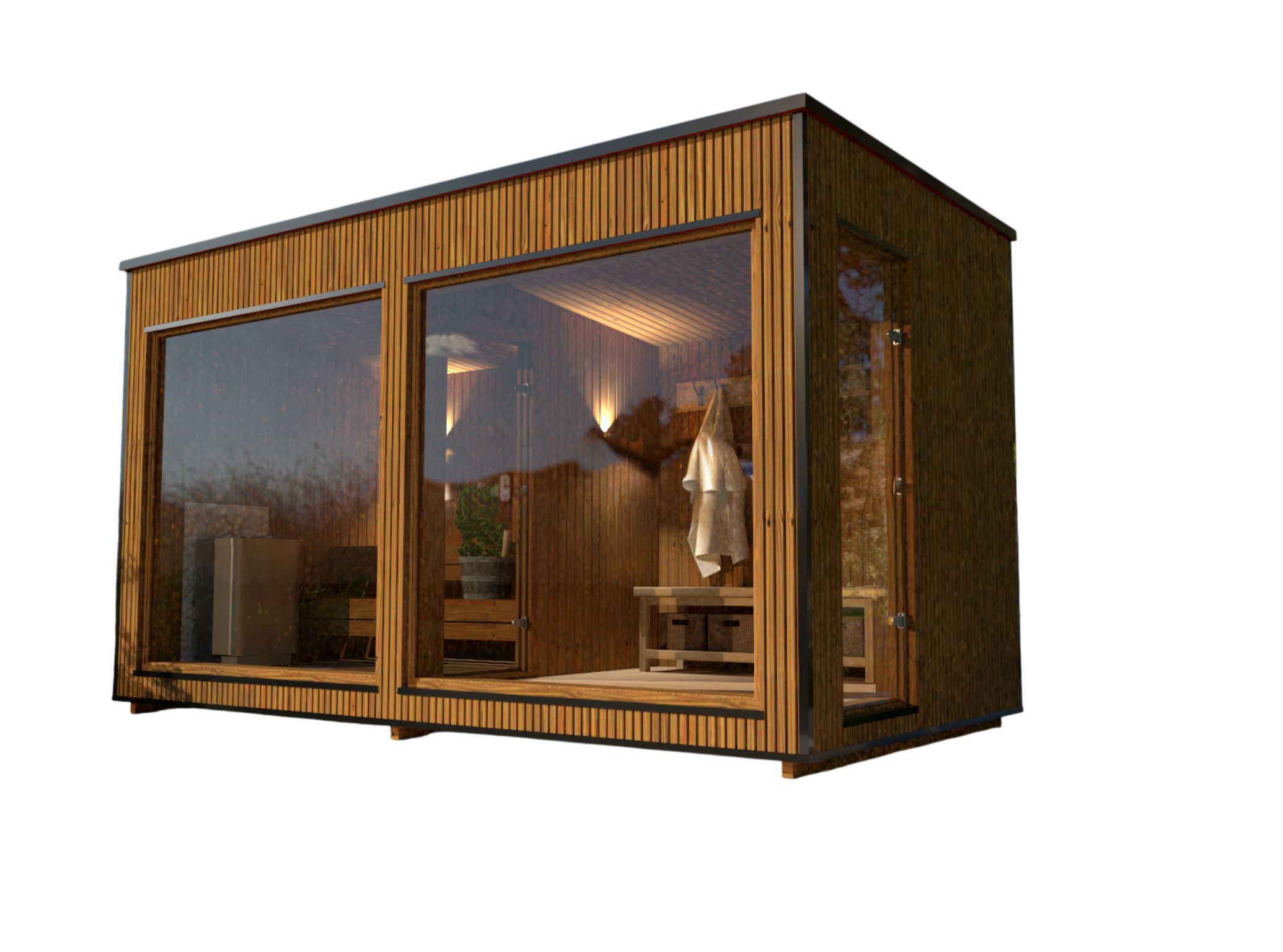 JVmoebel Saunahaus Kotasuna Trockensauna aus Holz in Braun für den Garten, (1-St) Made in Europe