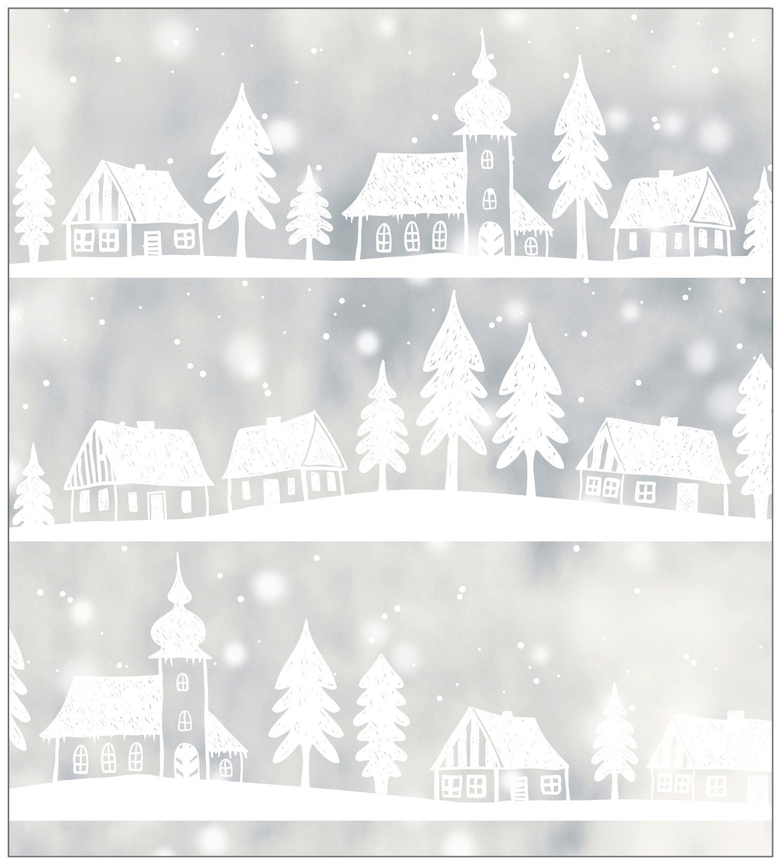 Fensterfolie Look Winter Village white, glatt, 100 90 haftend x cm, statisch MySpotti, halbtransparent