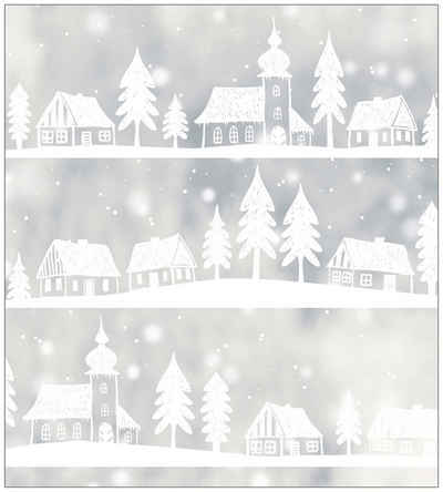 Fensterfolie Look Winter Village white, MySpotti, halbtransparent, glatt, 90 x 100 cm, statisch haftend