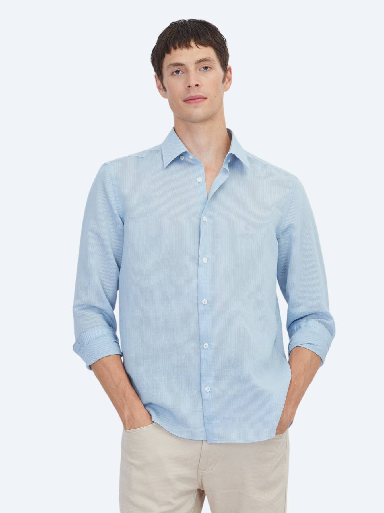 KİP Hemdbluse Blau Gestreiftes Casual Hemd Regular Fit
