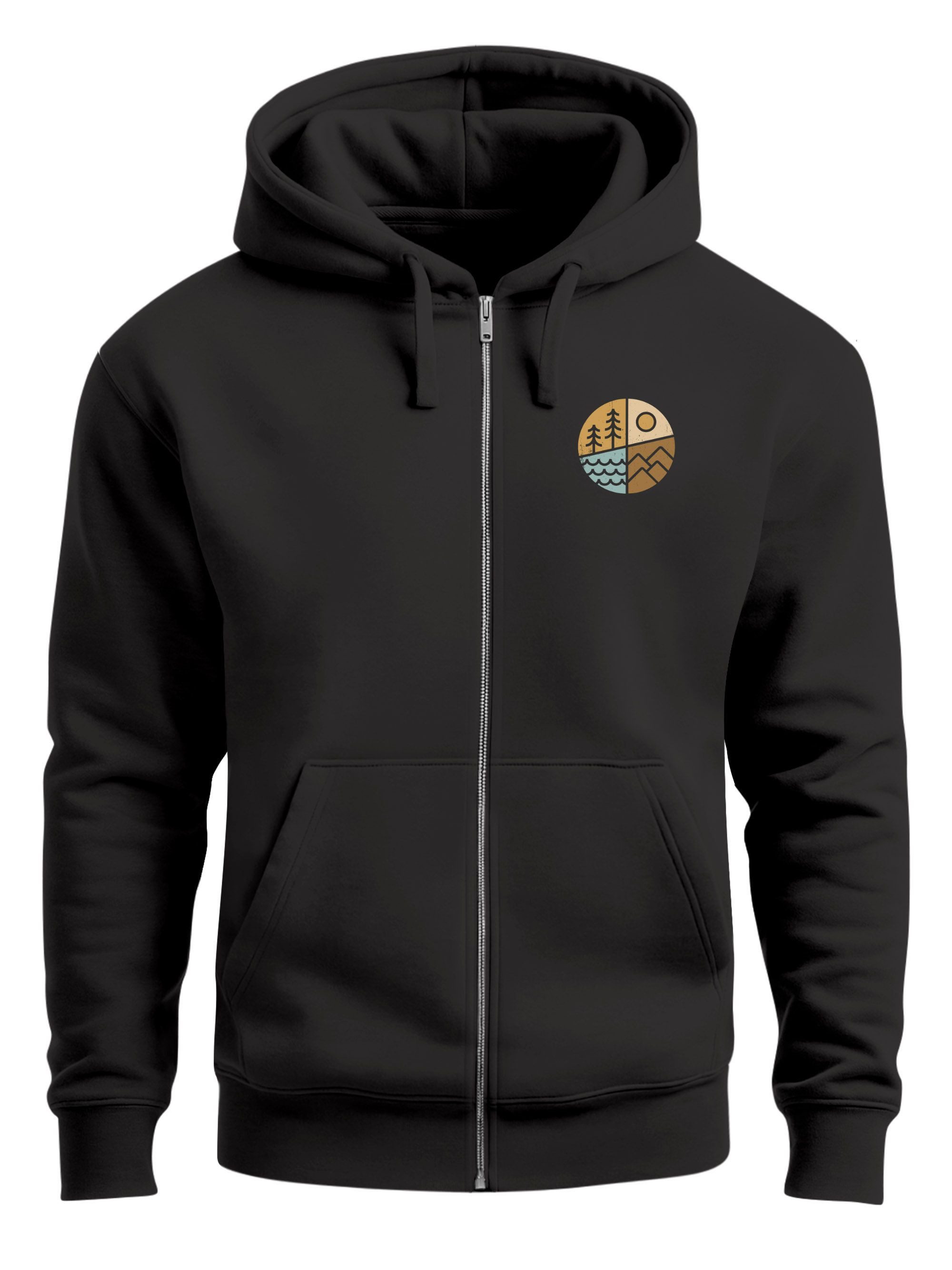 Neverless Sweatjacke Herren Sweatjacke Outdoor Backprint Retro Logo Abstrakt Zipjacke