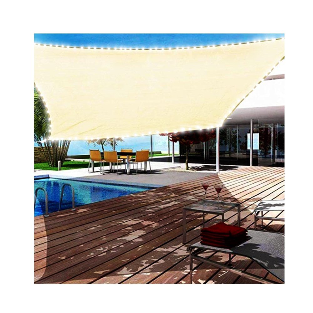 PROMAFIT Maia rectangular sunshade sail, 3x2 m, waterproof, with 90 LED lights, offers 95% UV protection