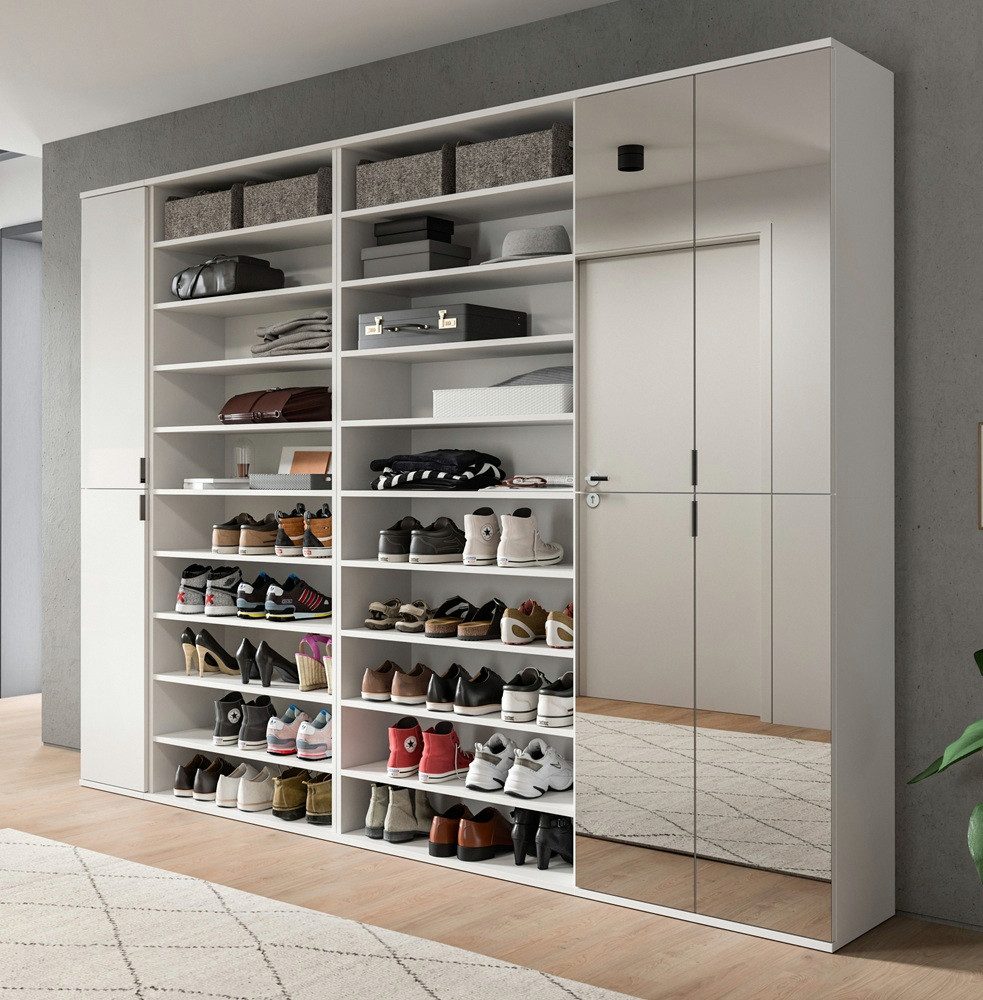 xonox.home Garderoben-Set Garderoben Set Projekt X, mit Schuhregal, weiß Hochglanz, 4-teilig, (4-St)