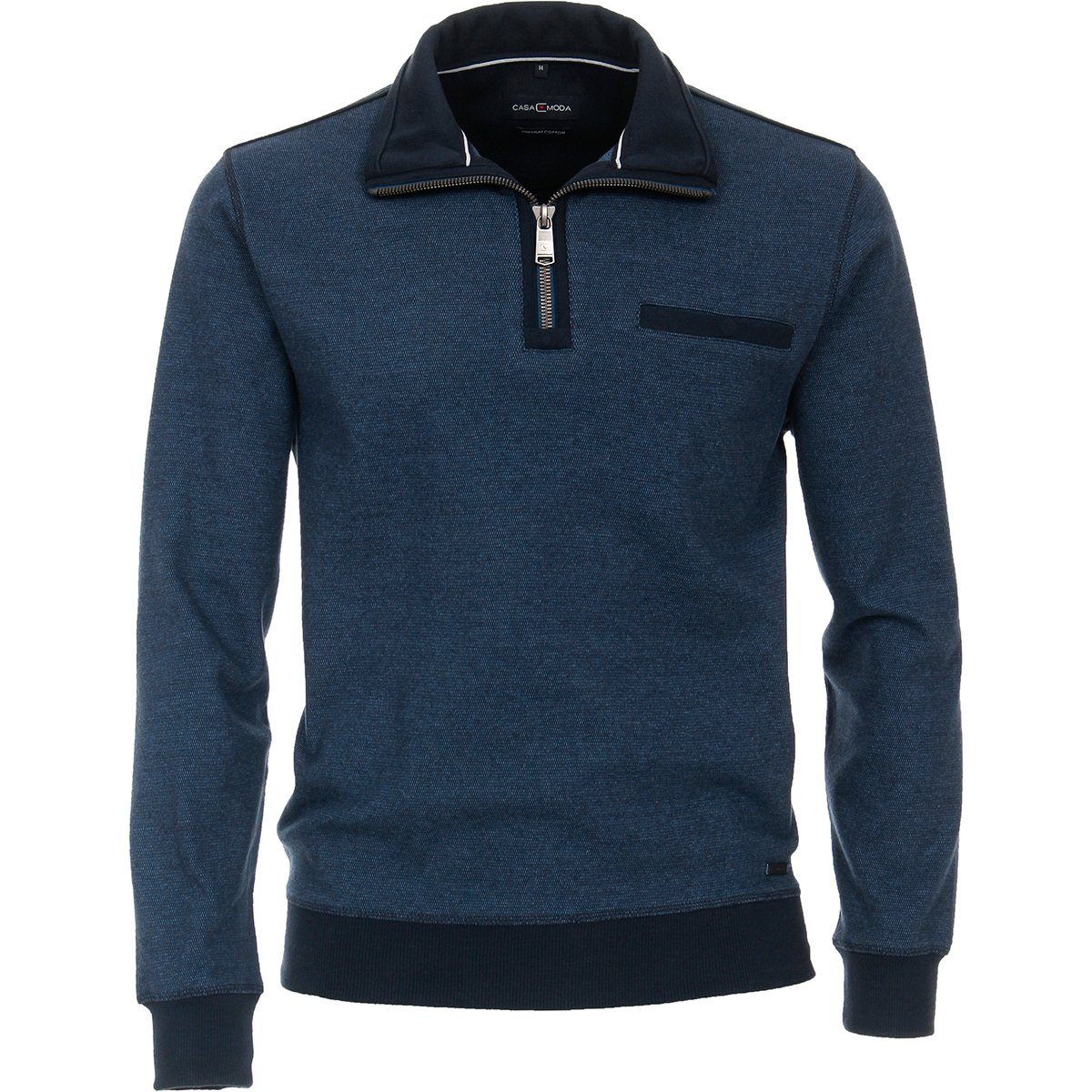 CASAMODA Sweater CasaModa Troyer-Sweatshirt blau melange große Größen