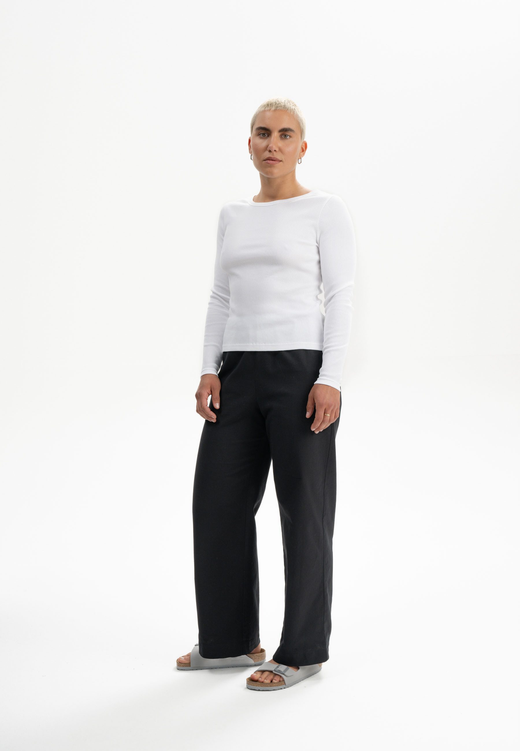 MELA Langarmshirt Ripp Longsleeve Style MEHAR Eingefasster Halsausschnitt