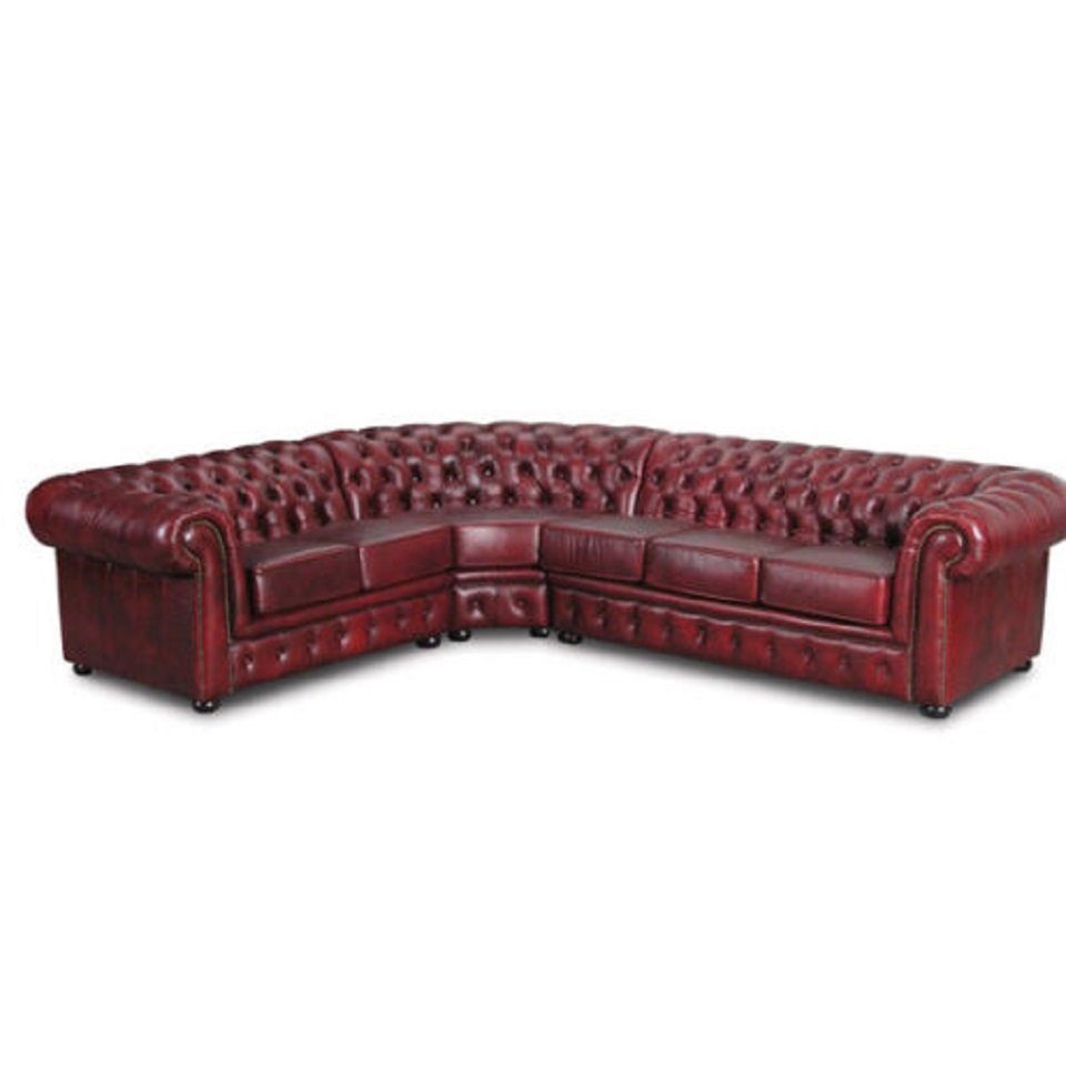 Leder Couch Ecksofa Ecksofa 100% Sofort Polster JVmoebel Chesterfield Eckgarnitur