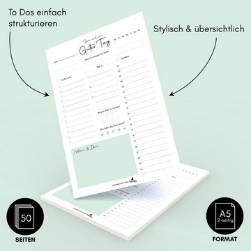 CreativeRobin Notizblock To Do Liste & Tagesplaner Block A5 • 50 Blätter mit Vor- und Rückseite