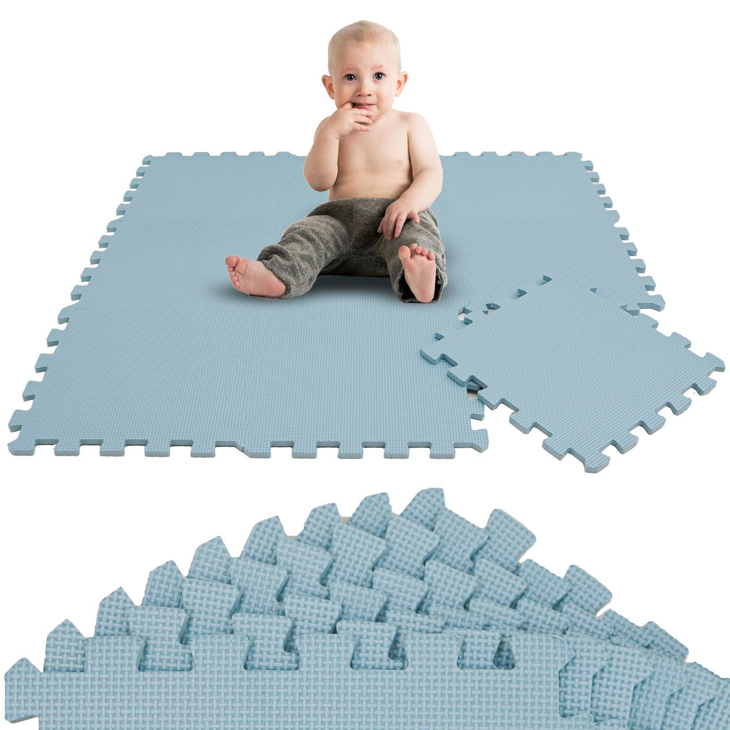 LittleTom Puzzlematte ab dem 1. Tag - 9 Teile Baby Spielmatte - 30 x 30 Kinder Krabbelmatte, Spielunterlage für Babys und Kleinkinder - Kinderzimmer Puzzleteppich