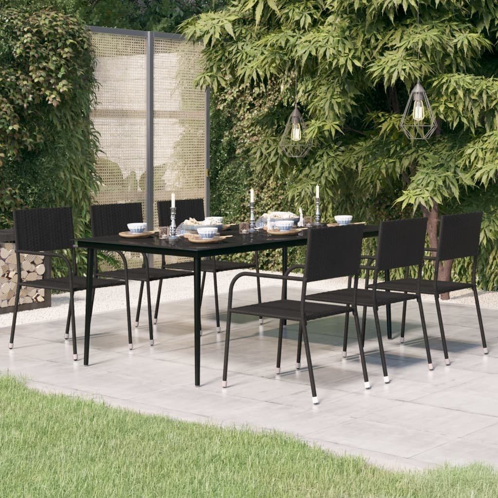 möbelando Gartentisch mit 200x100x74 Schwarz (LxBxH: 3014464 in Glasplatte aus cm), Stahl