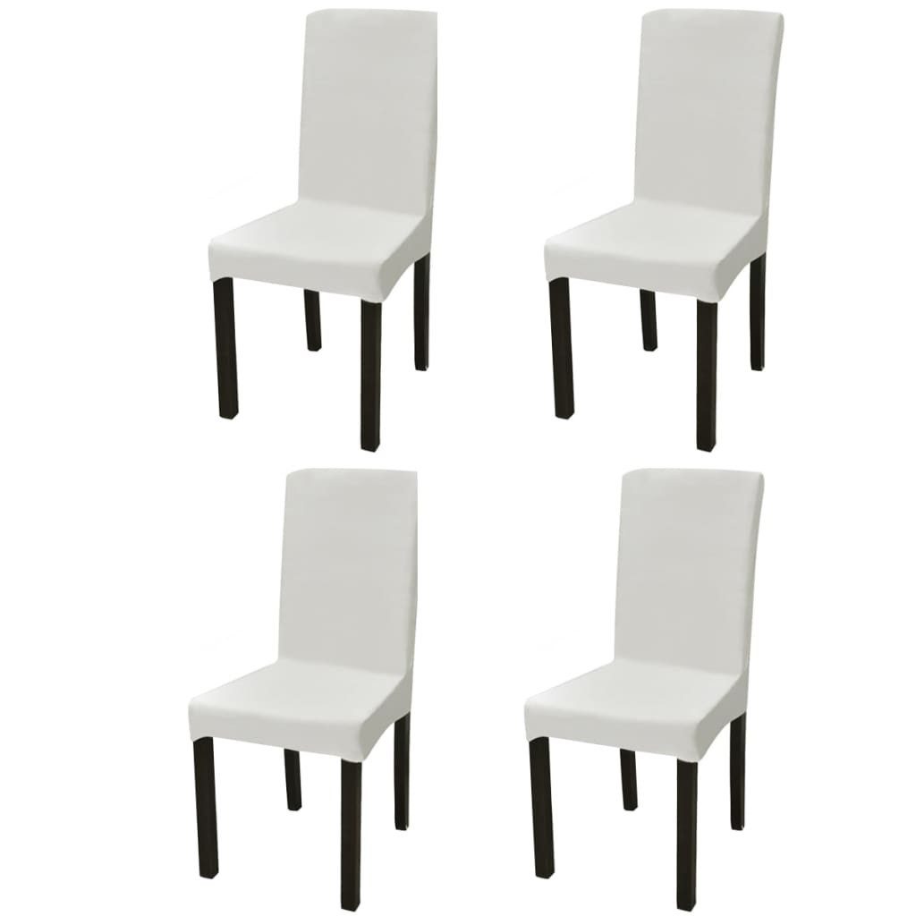 furnicato Stuhlhusse Stuhlhussen Creme für Stühle bis 55 cm Höhe, 4er Set, Dehnbare Stuhlbezüge, knitterfrei und maschinenwaschbar bei 40° C