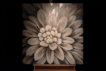 KUNSTLOFT Gemälde Alabaster Dahlia 80x80 cm, Leinwandbild 100% HANDGEMALT Wandbild Wohnzimmer