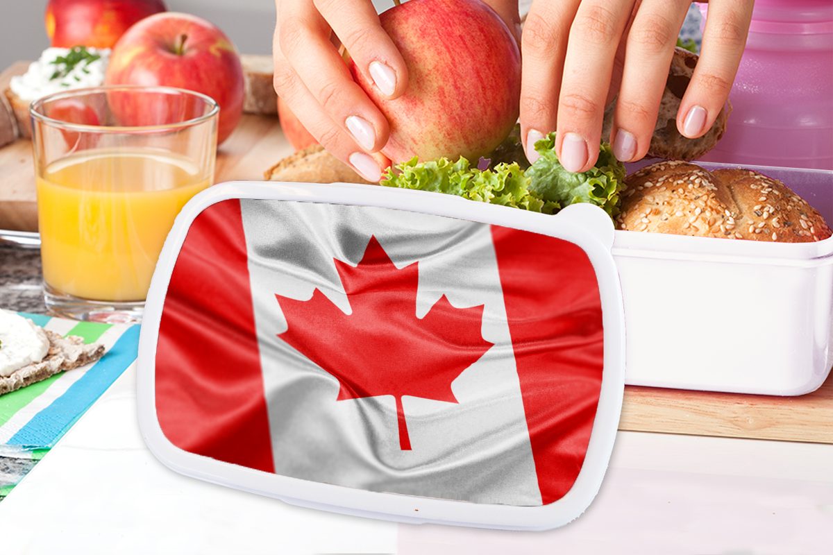 Brotbox Brotdose, und Nahaufnahme für Kanada, MuchoWow Erwachsene, für Kinder Kunststoff, Flagge weiß Jungs und Mädchen der von Lunchbox (2-tlg),