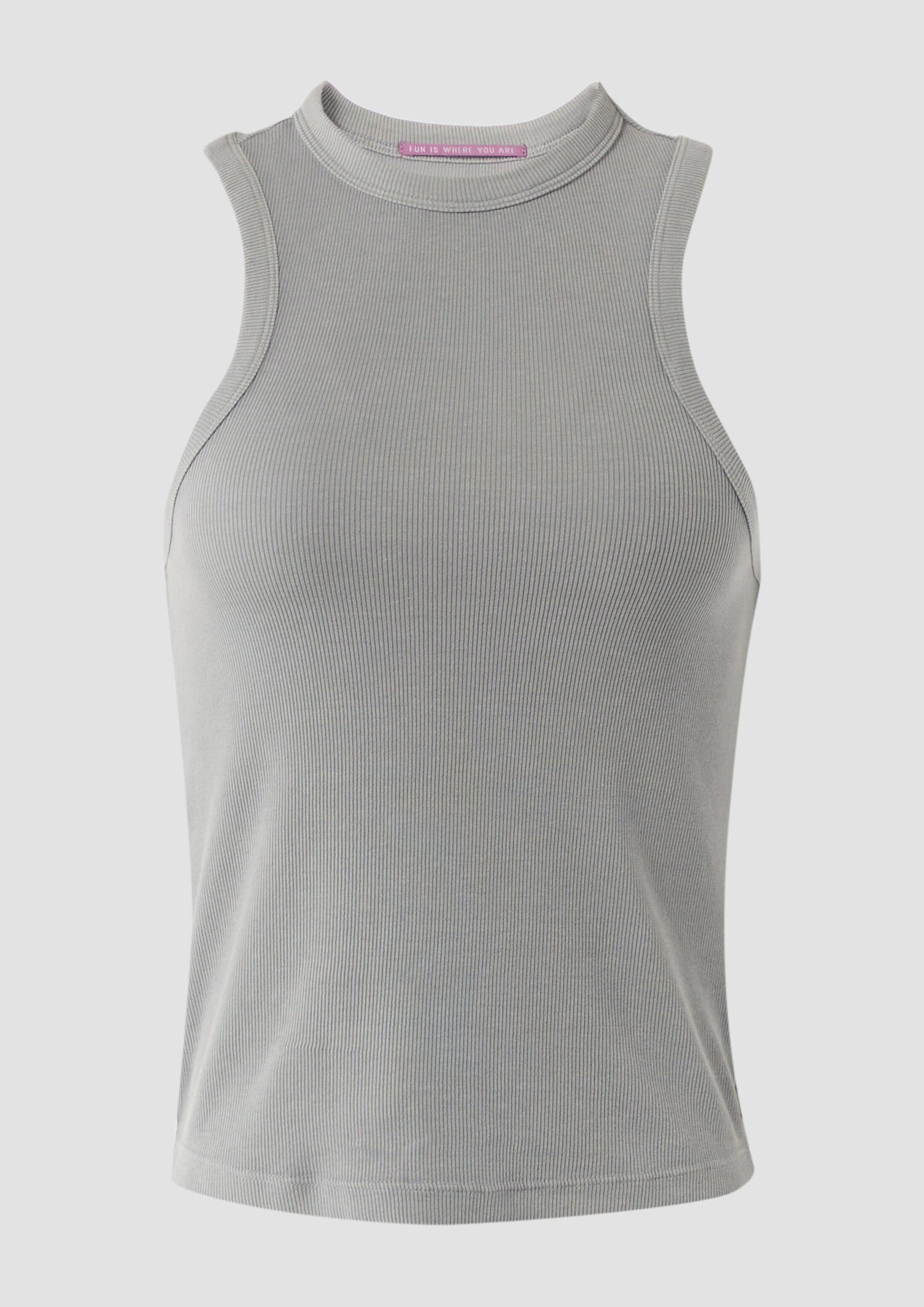QS Muskelshirt T-Shirt Slim-Fit-Tanktop aus Rippware im Vintage-Look