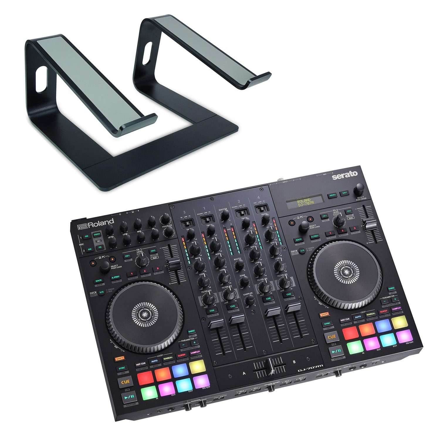 DJ Controller Roland DJ-707M DJ-Controller mit Ständer Schwarz