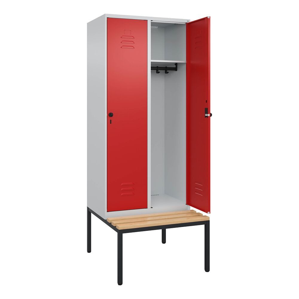 C+P Garderobenschrank Garderobenschrank Classic Plus, Abteilbreite 40 cm, mit Sitzbank Raumgewinn durch Korpushöhe 1700 mm