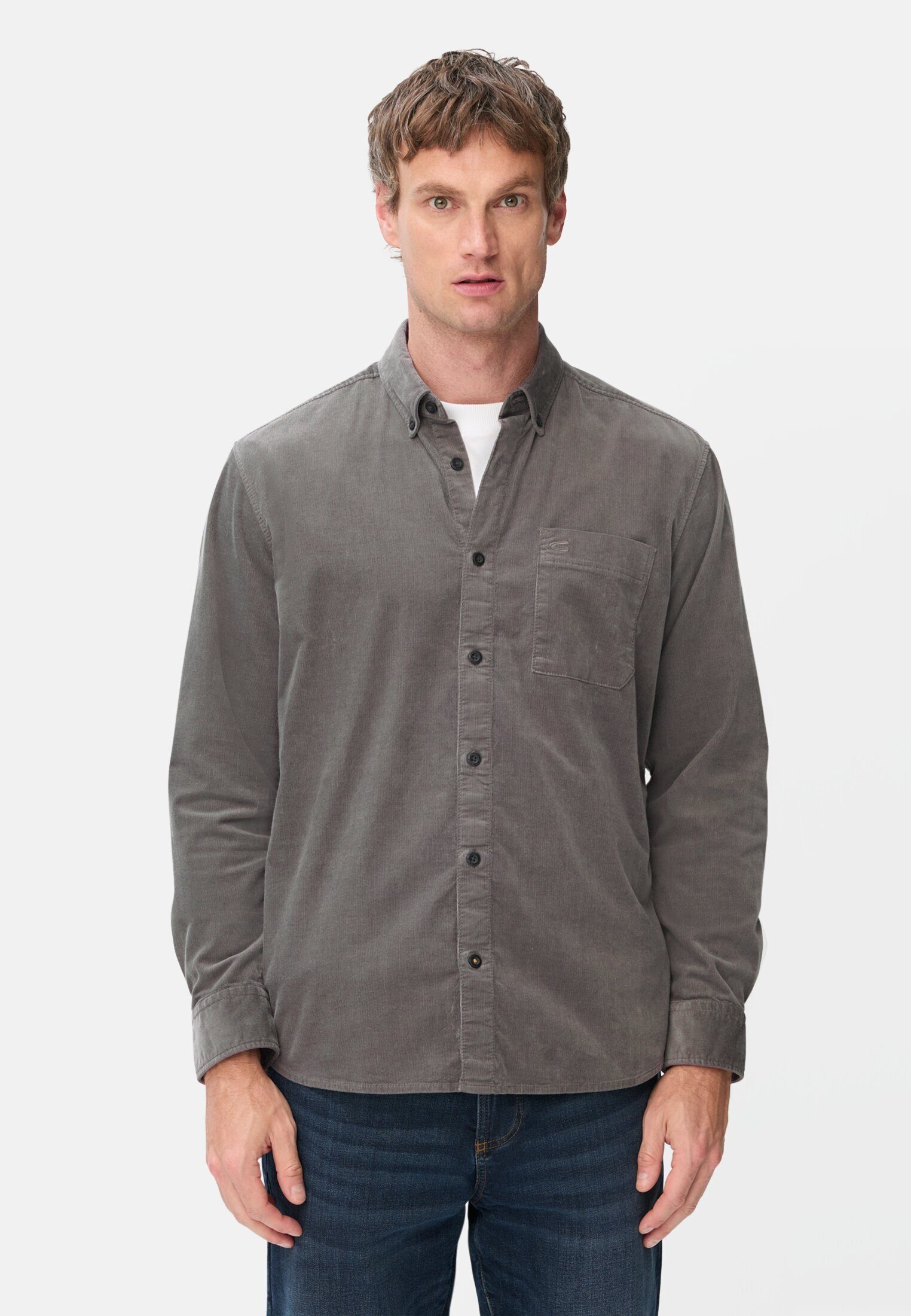 camel active Langarmhemd mit 2-Wege Stretch Langarm Button-Down