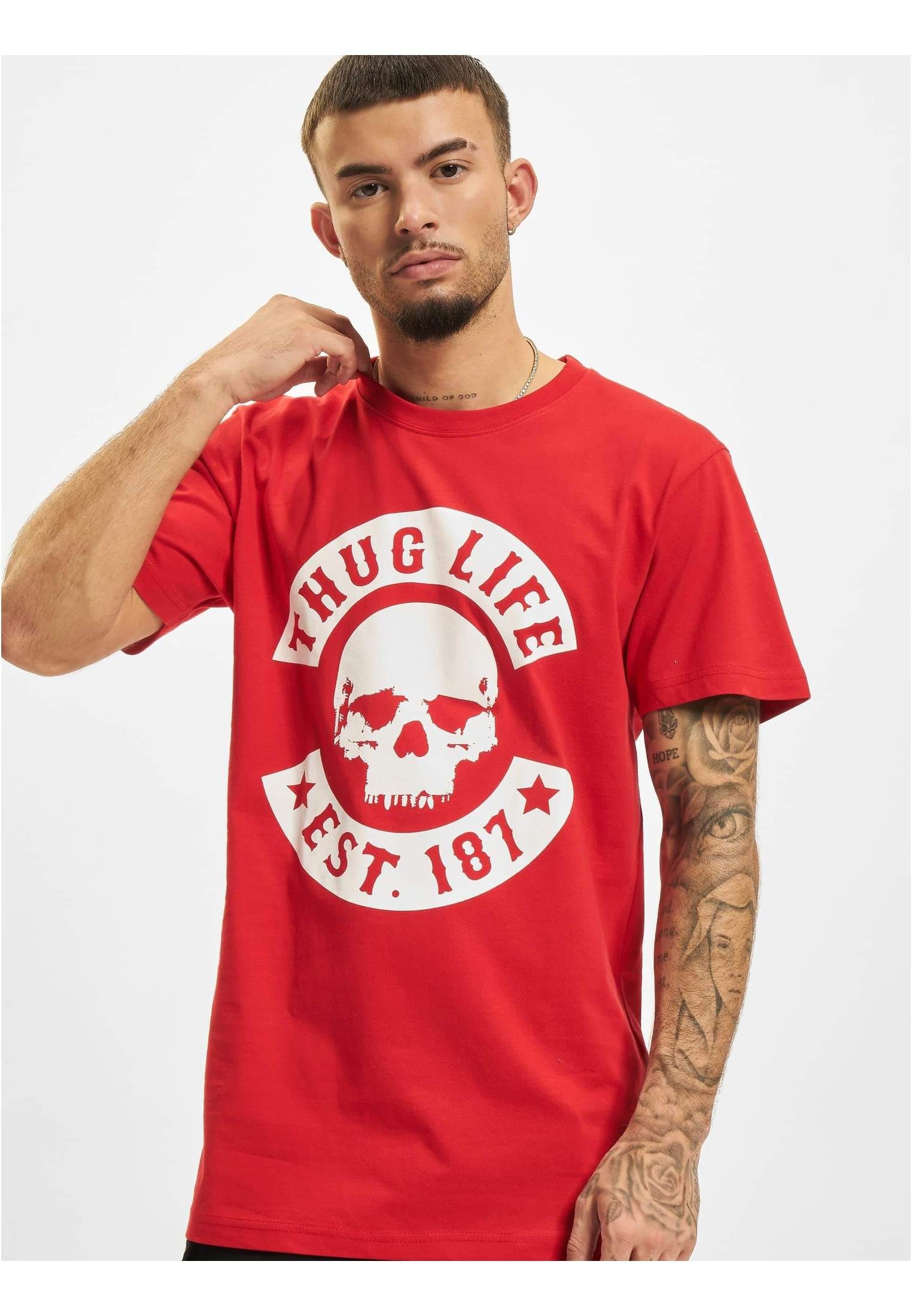 Thug (1-tlg) Herren B.Skull Life T-Shir red Kurzarmshirt