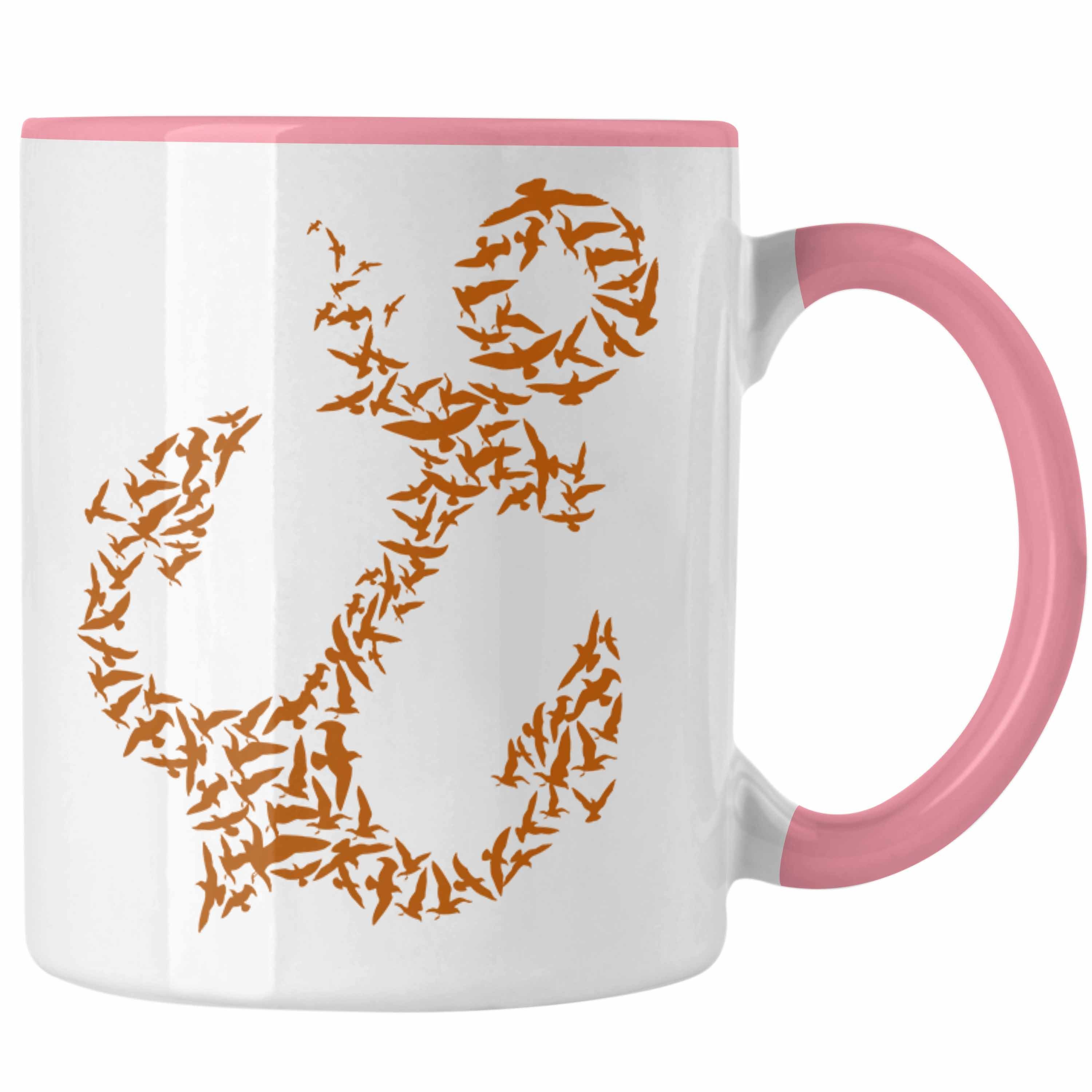 Trendation Tasse Trendation - Tasse für Segler Geschenke Männer Tasse Geschenkideen Zubehör Gadgeds Segeln Lustig Anker Grafik Kapitän Rosa