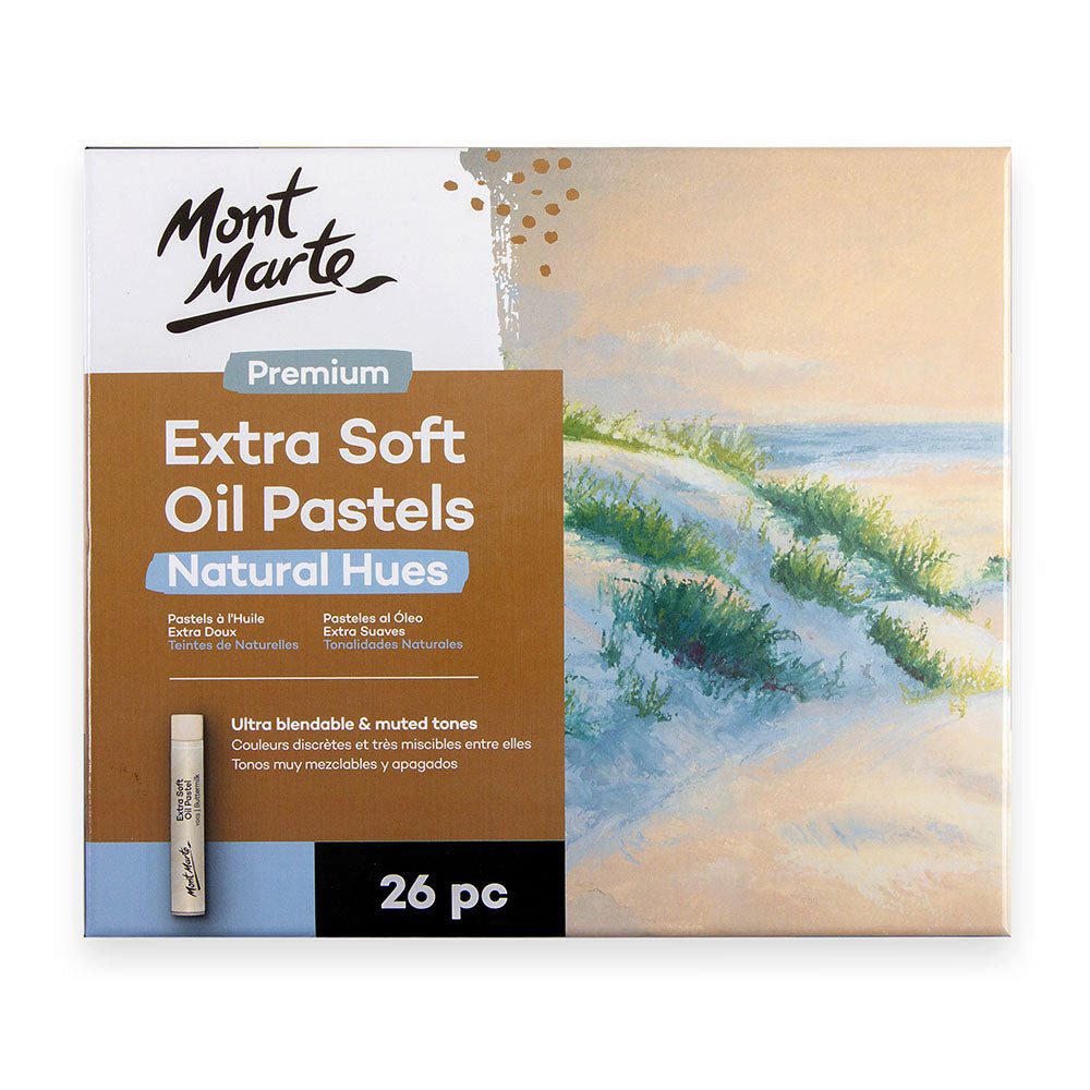 Mont Marte Pastellkreide - Extra weiche Ölpastellkreide Set - 26 / 39 Stk.- Natürliche Farben, - Für Landschaften und Stillleben- Ideal geeignet für Anfänger & Profi