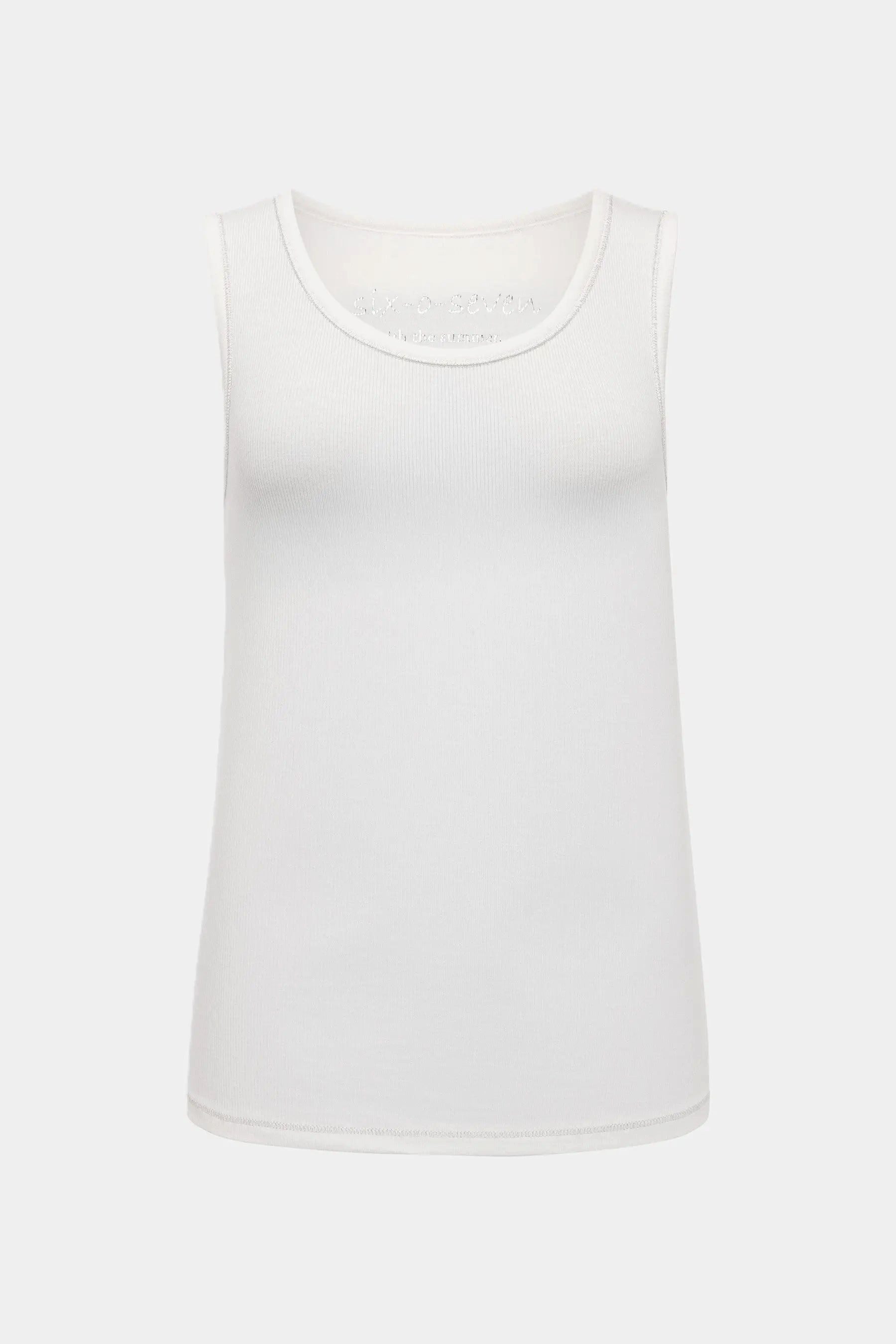 six-o-seven Kurzarmshirt Basic Stricktop Weiß aus Modal, eleganter Look Frühling-Sommer