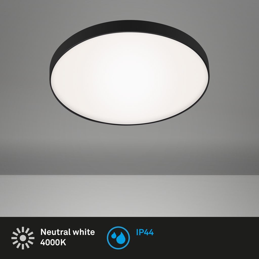 Briloner Leuchten LED Deckenleuchte 3351-015, LED fest integriert, 2700K - Extra-Warmweiß, Badezimmer, IP44, weiß-schwarz, 28,5 cm