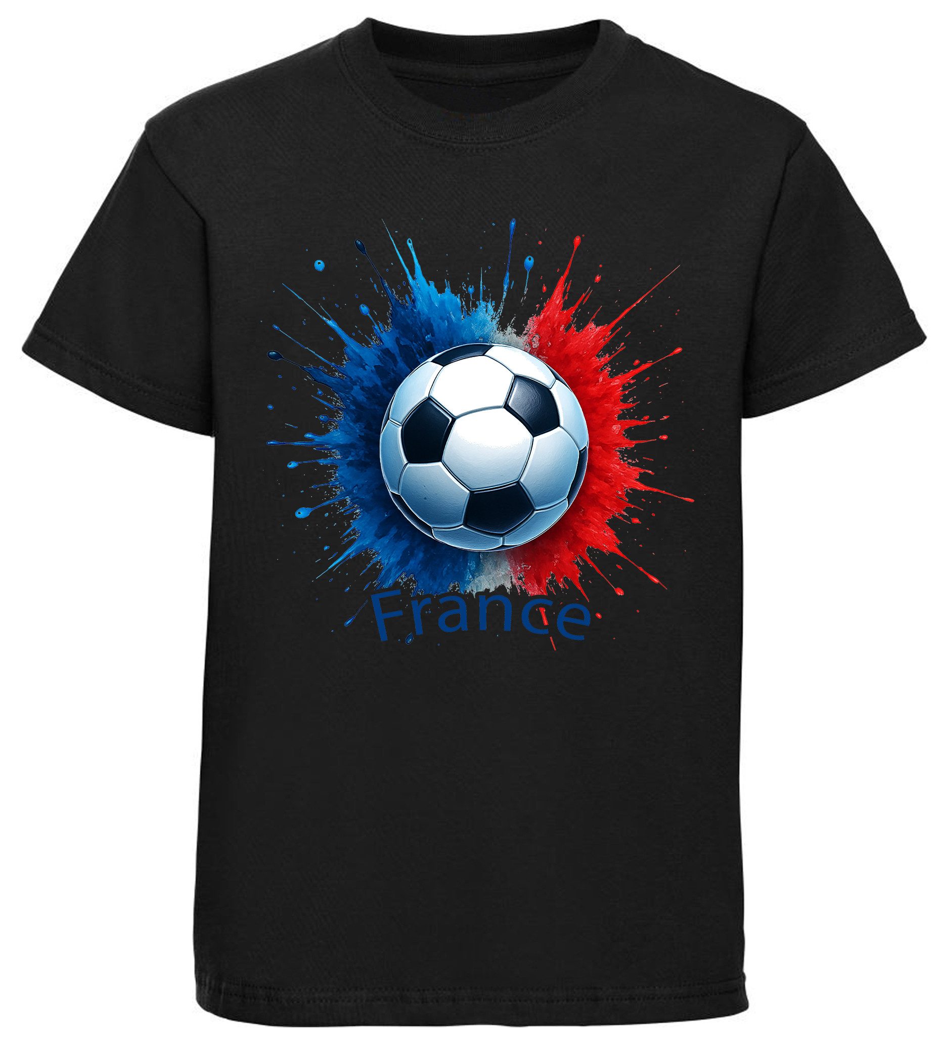 MyDesign24 T-Shirt Kinder Fussball Shirt - WM Shirt schwarz Kurzarm Fussball T-Shirt – Frankreich Fanshirt i676
