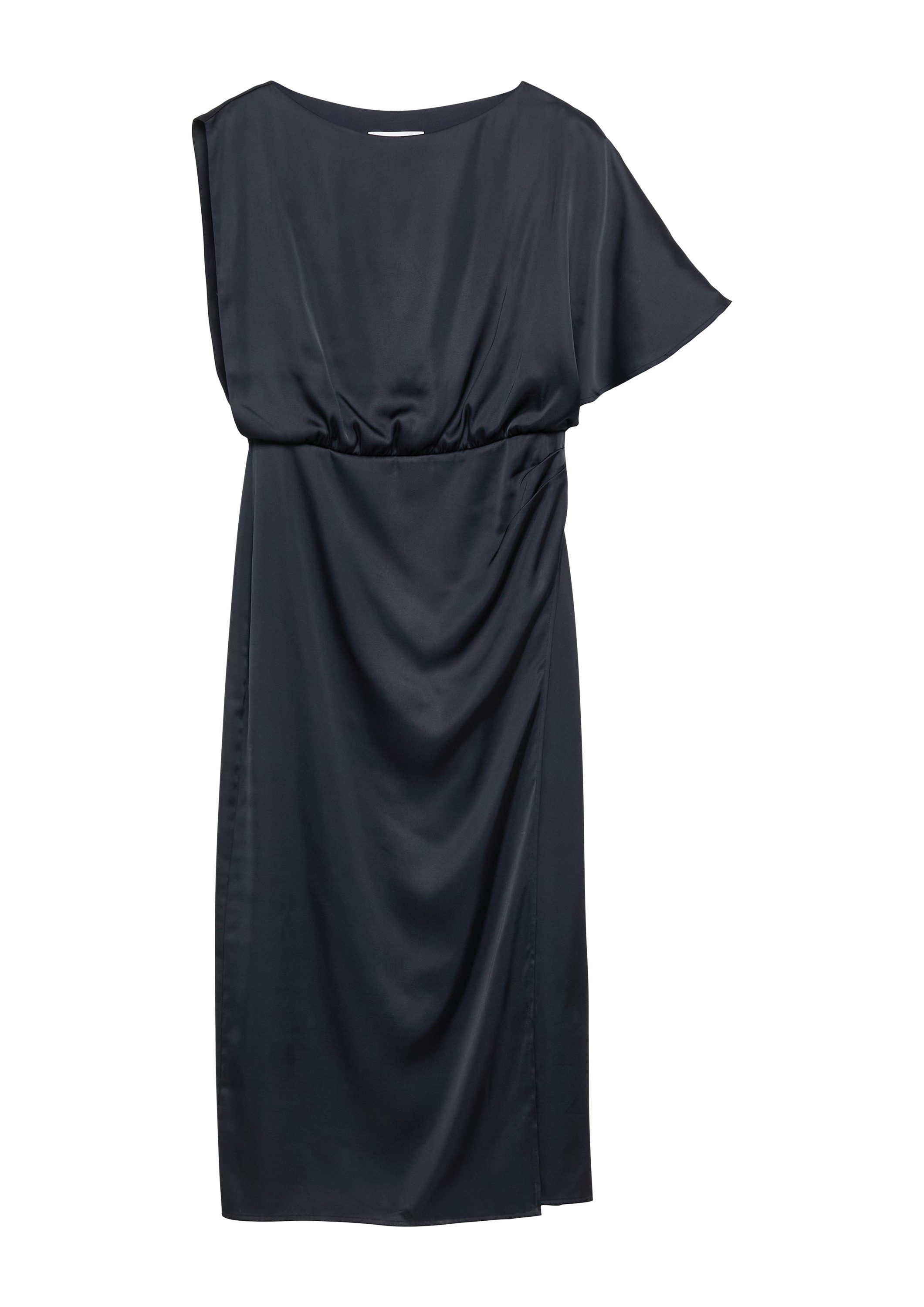 comma Midikleid Kleid Asymmetrisches Satinkleid mit Drapierung günstig online kaufen