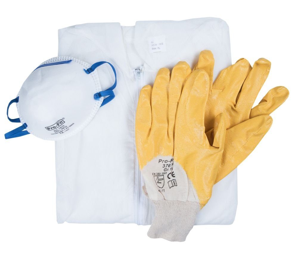 Arbeitshose Maske 3-teilig Line Handschuh Trend Overall Arbeitsschutz-Set