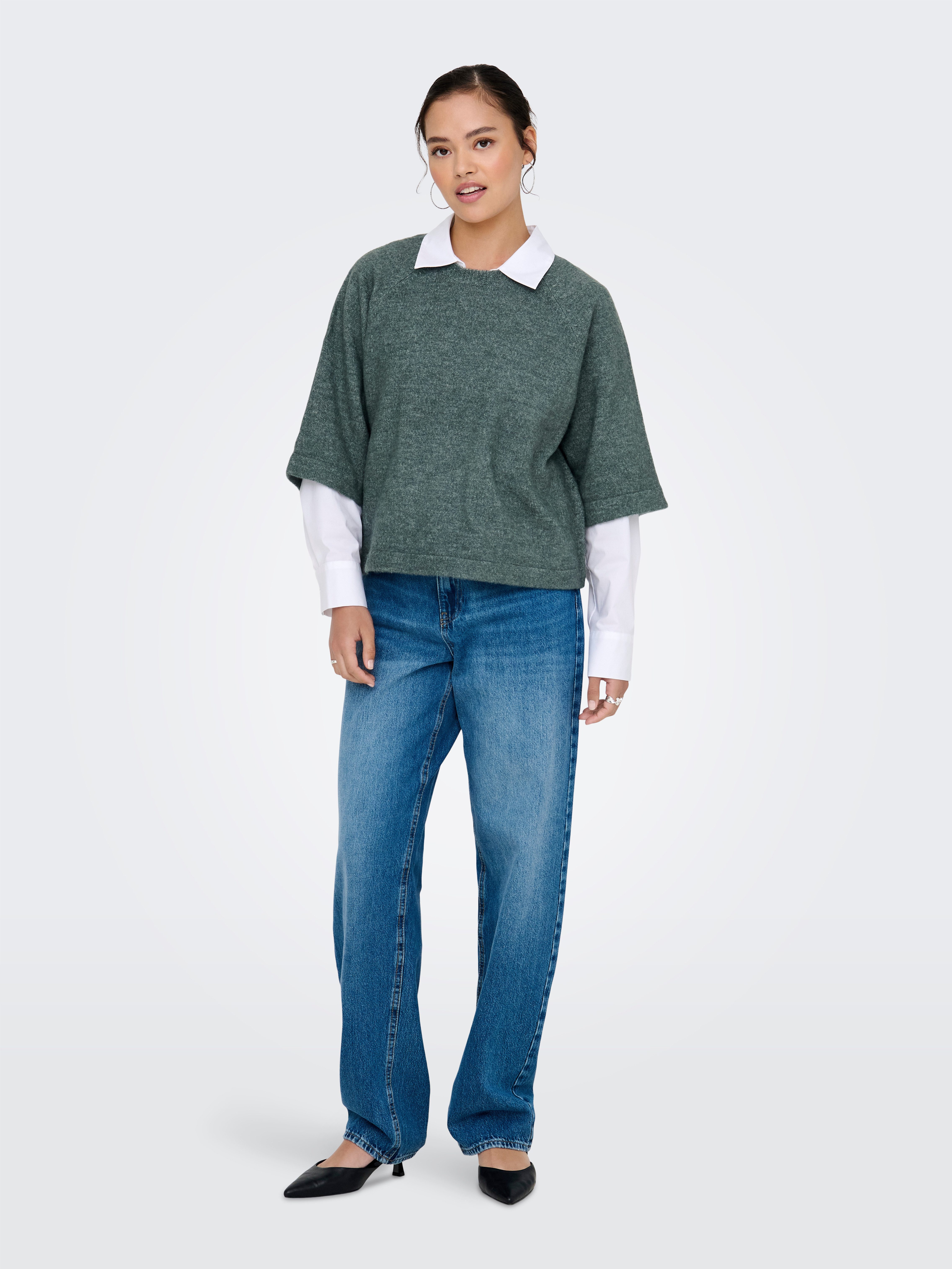 ONLY Strickpullover ONLSIMONI 3/4 PULLOVER KNT NOOS Materialmix, regular fit