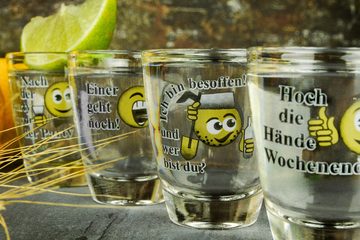 Sendez Schnapsglas 6 Schnapsgläser mit Sprüchen Shots Stamper Wodkagläser Barrel, Glas